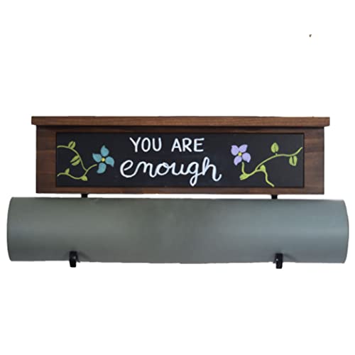 Custom Chalkboard Yoga Mat Holder - Wall Mounted Storage Shelf for Yoga Mats | Perfect for Home Gym, Yoga Studio & Meditation Space Decor