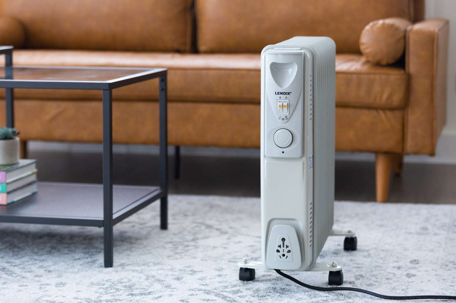 11 Fin Oil Column Heater 2400W with 3 Heat Settings & Wheels - Portable Space Heater for Bedroom, Living Room & Office - Energy Efficient Quiet Heating Solution for Winter