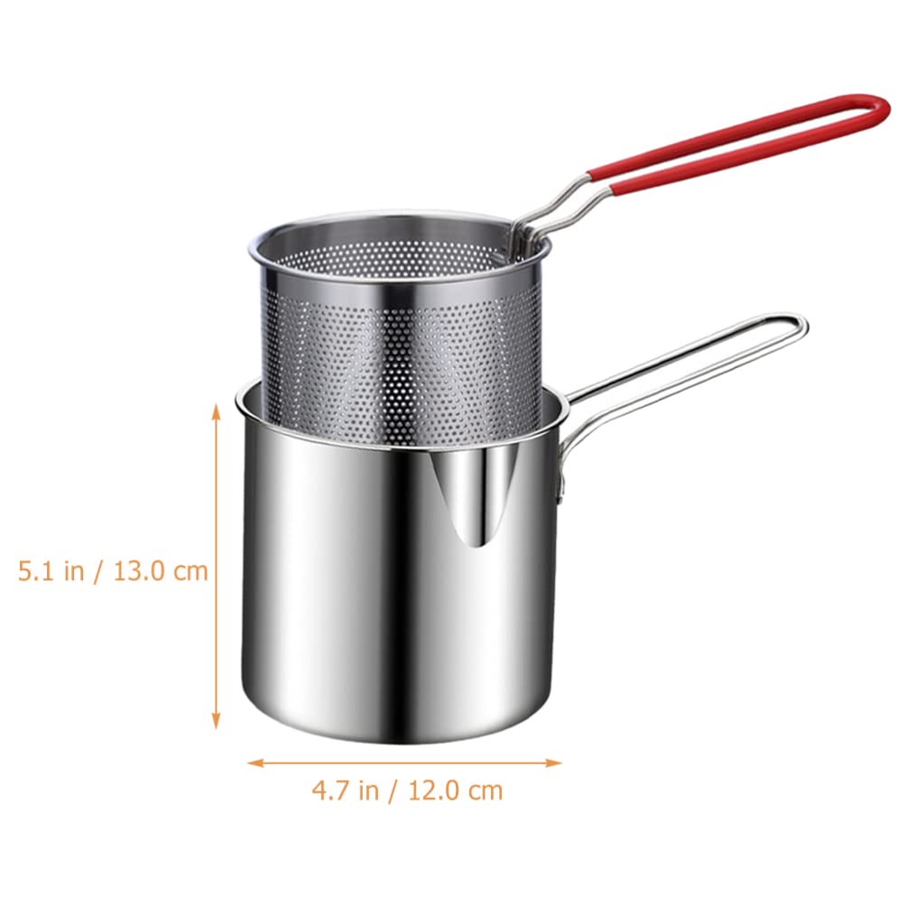 UPKOCH Stainless Steel Deep Fry Basket Set - 1 Piece Kitchen Fry Pot Mesh Basket for Air Fryer, Chips, Chicken, Fish & More - Durable Food Cooking Basket for Deep Frying, Roasting & Baking