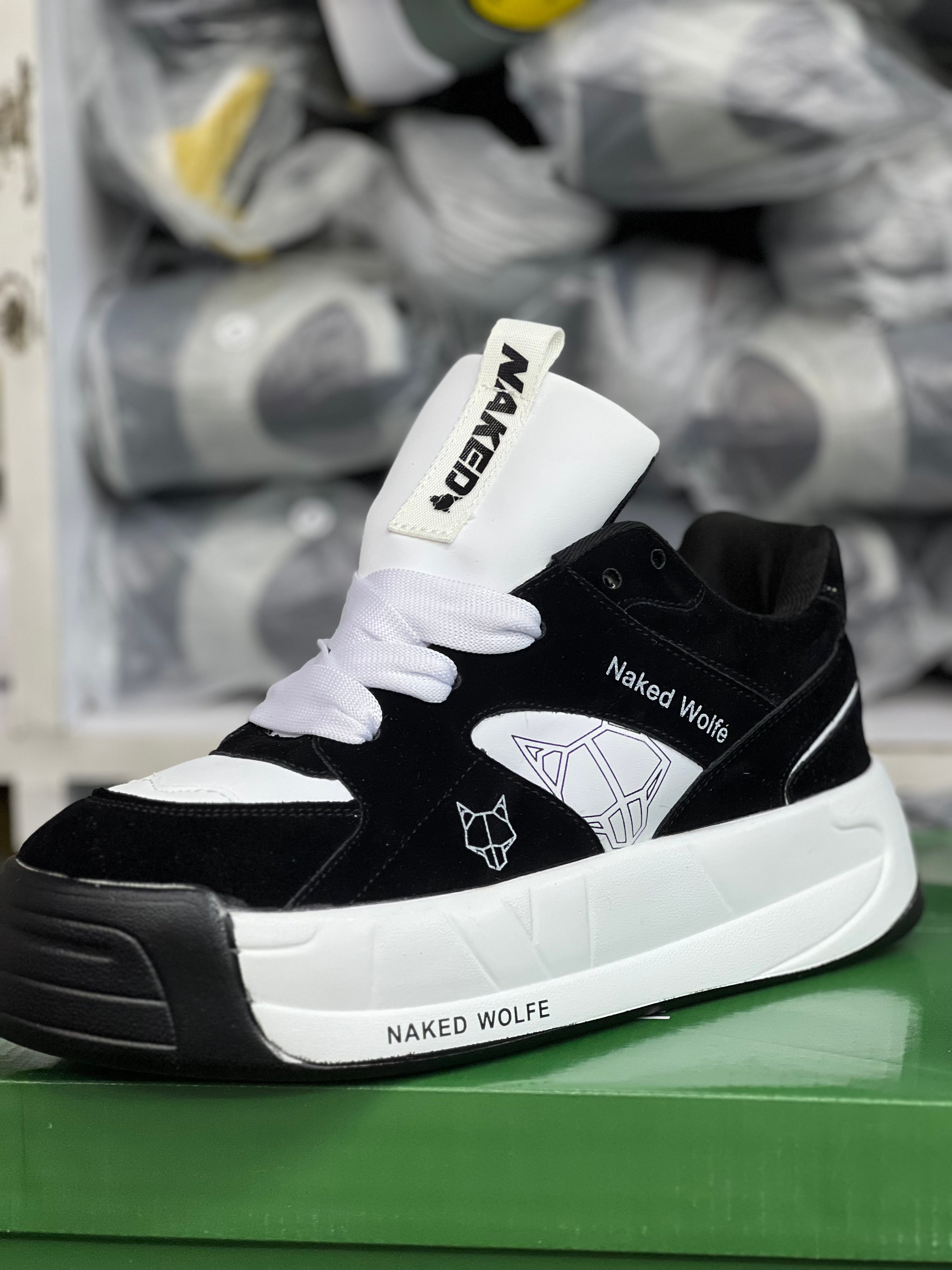 Naked Wolfe Sneakers for Women - Black & White Fashion Sneakers | Comfortable Casual Shoes for Walking, Running & Everyday Wear