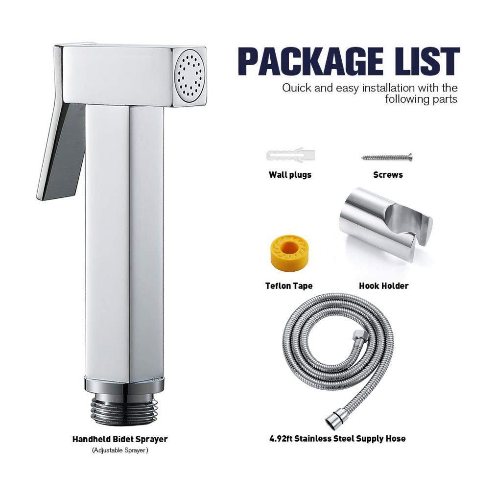 Portable Chrome Handheld Toilet Sprayer - Brass Bathroom Shower Tap for Toilet Cleaning & Cloth Diaper Washing | Perfect for Baby Care, Pet Cleaning & Household Hygiene
