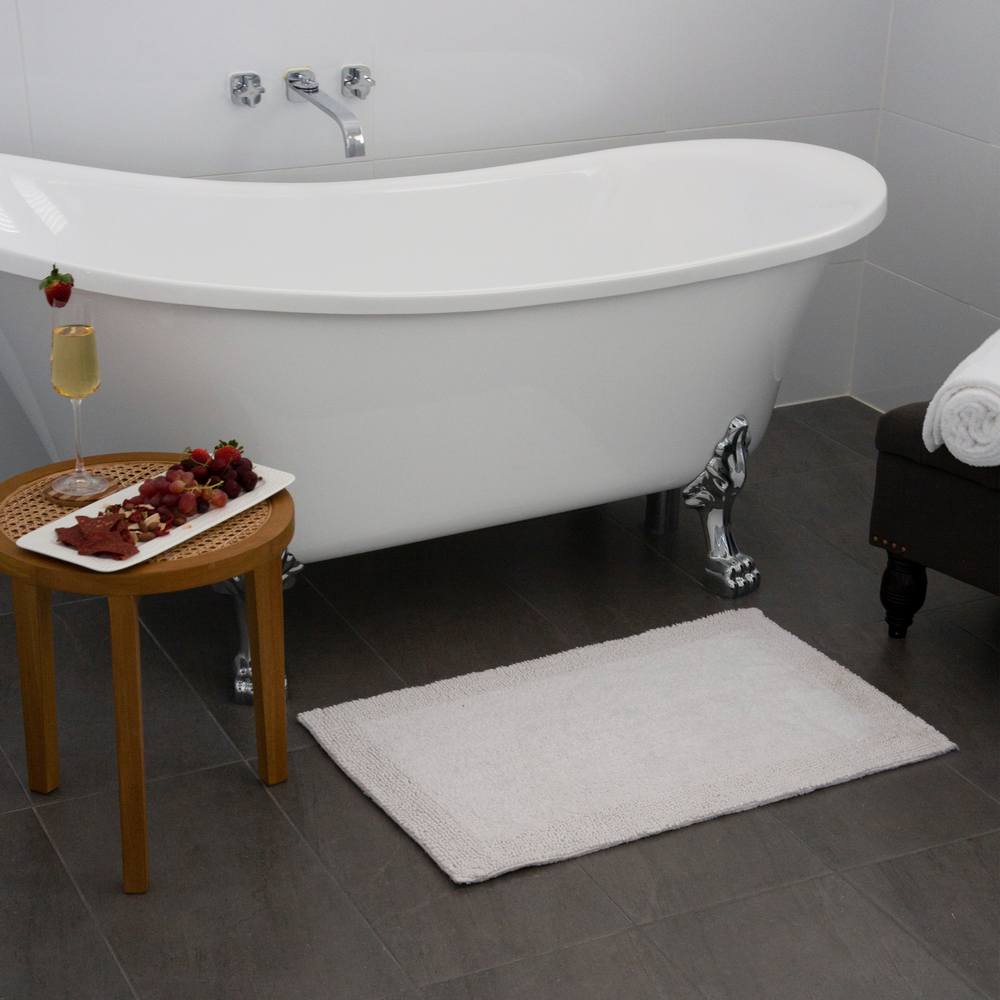 Premium Dawson 2-Piece Bathroom Rug Set - 50x50cm & 50x80cm Soft Absorbent Cotton Mats - Non-Slip Shower Mats for Bathroom Floor - White Bath Mats for Home, Spa & Hotel Use