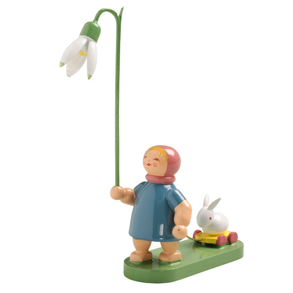 Wendt & Kuhn Girl with Snowdrop Handcrafted Wooden Figurine - Perfect for Christmas Decorations, Collectibles & Home Décor