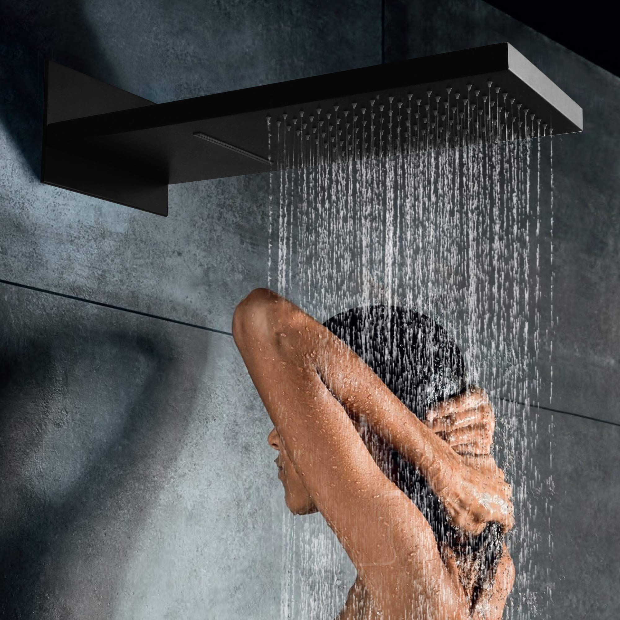 3-Way Waterfall Rain Shower System - Matte Black Wall Mount Shower Head with Handheld Sprayer for Luxurious Bathroom Experience | Perfect for Spa-Like Relaxation and Modern Home Decor