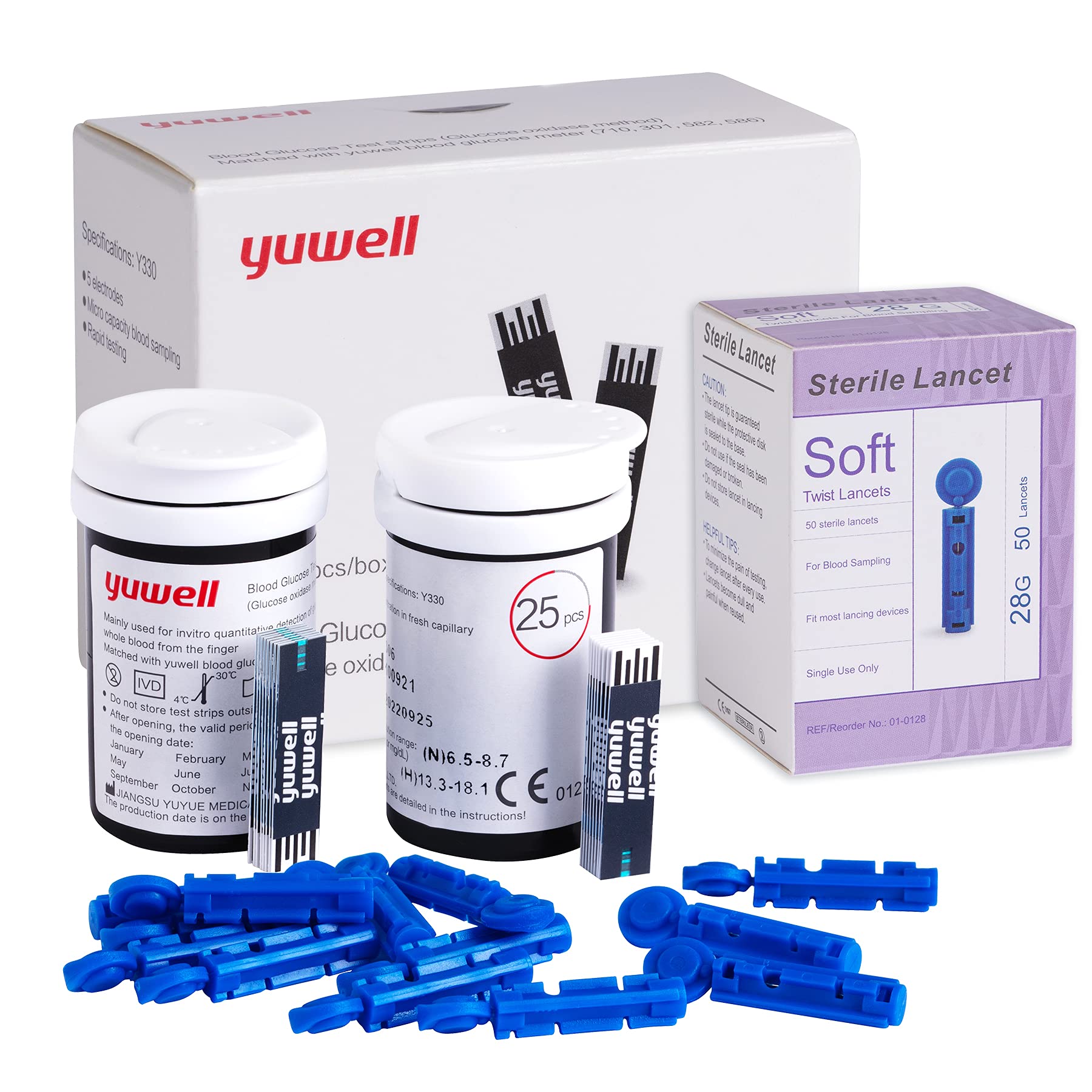 yuwell Blood Glucose Test Strips for Glucometer Models 582 & 710, 50 Count (Compatible Only with yuwell 582 & 710 Meters) - Accurate Diabetes Monitoring for Home Use