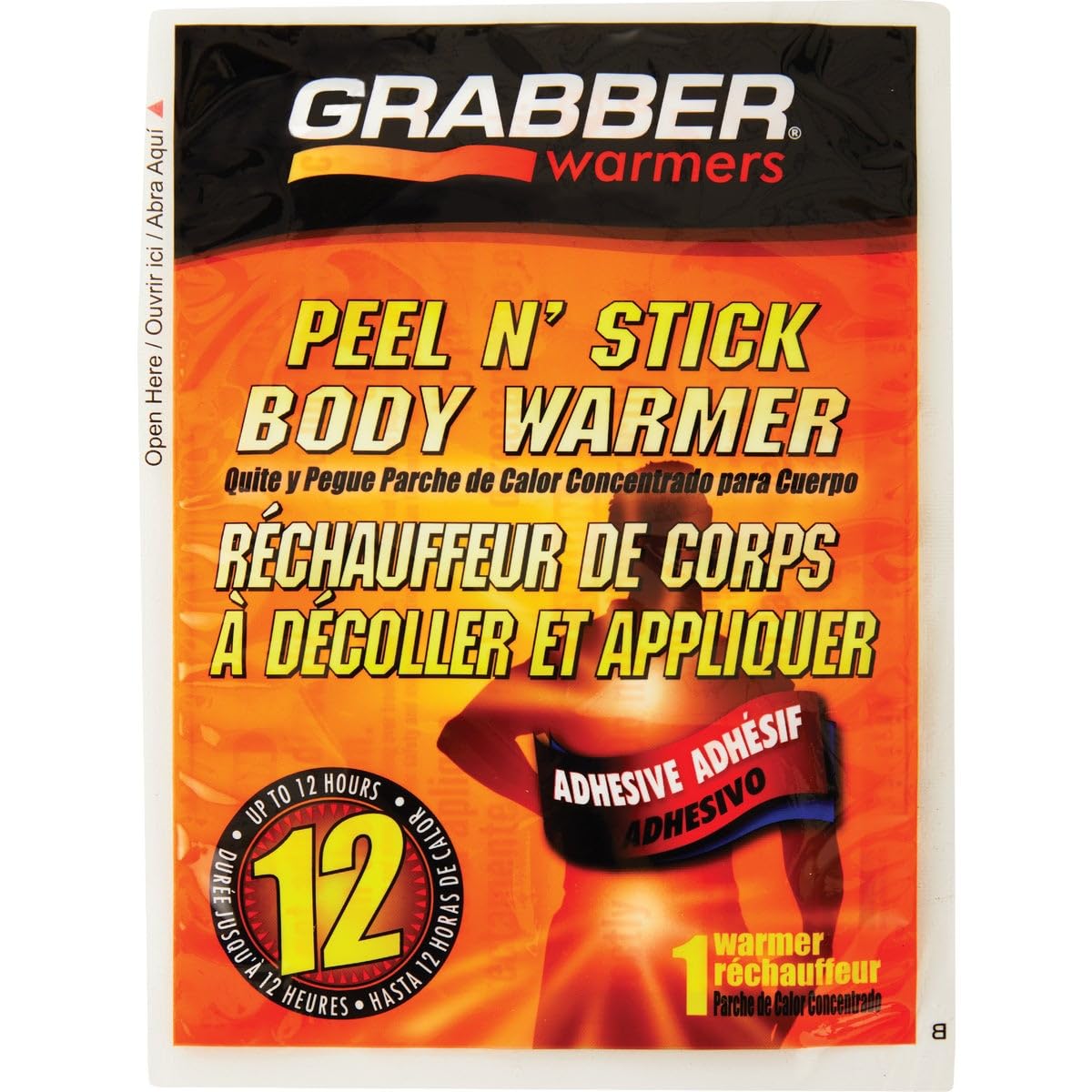Grabber Adhesive Body Warmer Pads - Long Lasting Heat Therapy for Back Pain Relief, Muscle Soreness & Cold Weather Comfort - Perfect for Outdoor Work, Sports & Winter Activities