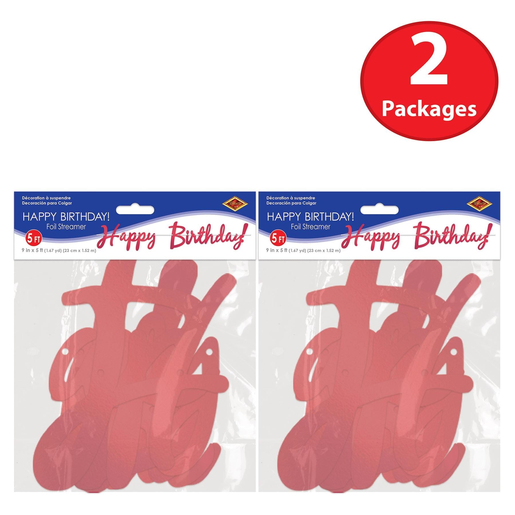 12 Pack Beistle Foil Happy Birthday Party Streamers - Red Decorative Curtain for Birthday Decorations, Baby Showers & Anniversary Celebrations