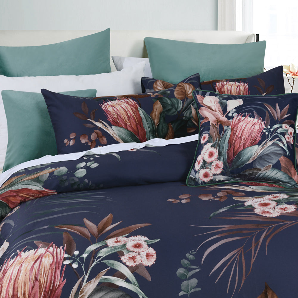 Balwyn Navy Quilt Cover Set King Size - Soft Luxury Bedding Set for Comfortable Sleep - Perfect for Master Bedroom, Guest Room & Hotel Decor