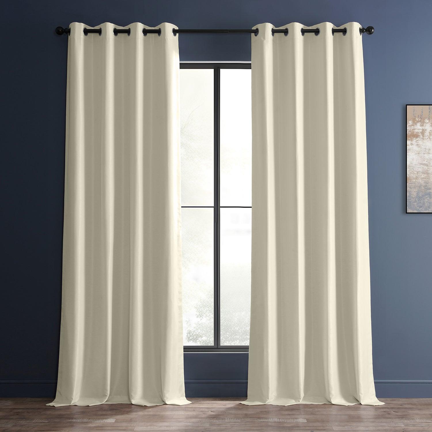Off White Grommet Vintage Textured Faux Dupioni Silk Blackout Curtains - Thermal Insulated Window Drapes for Living Room, Bedroom & Home Theater (Set of 2 Panels)