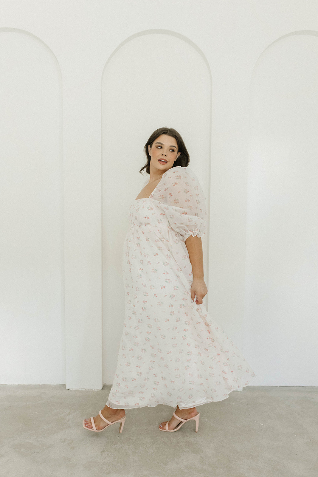 Mona Maxi Dress with Smocking - Blush Floral Print, Bump Friendly Maternity Dress, Inclusive Sizing S-3XL | Perfect for Weddings, Beach Vacations & Summer Outfits