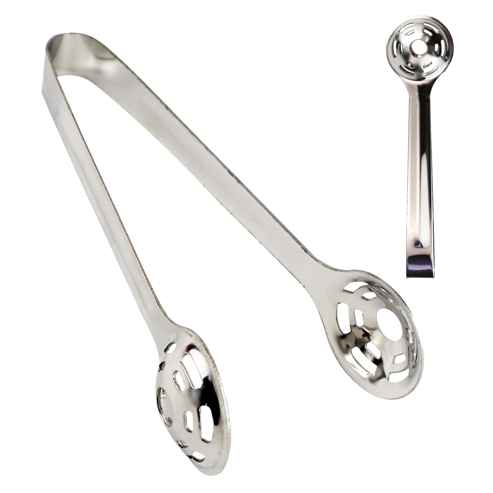 Stainless Steel Whiskey Ice Cube Tongs - Reusable Metal Ice Ball & Sphere Tongs for Chilling Beverages, Cocktails, and Iced Tea - Perfect for Home Bars, Parties, and Gift Giving