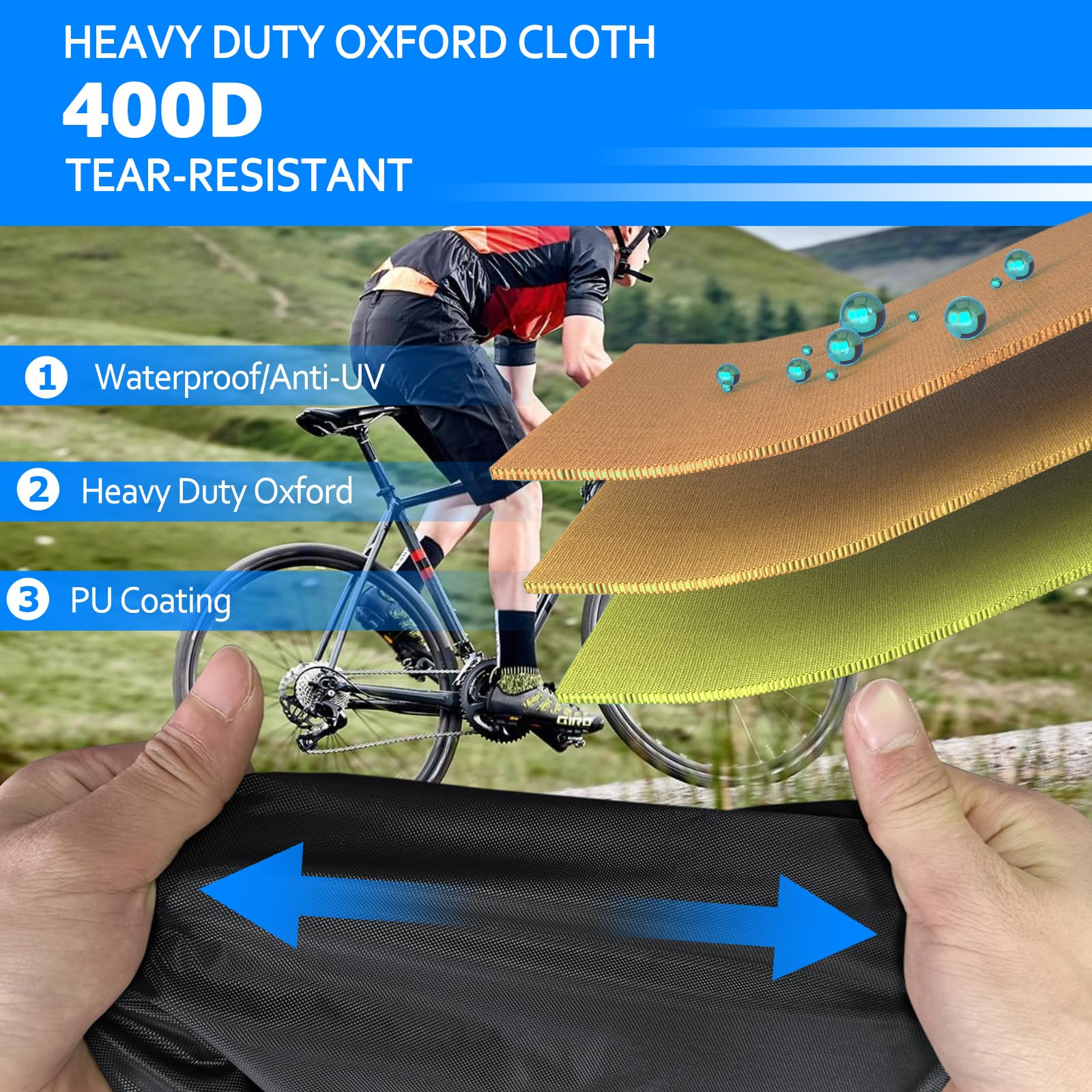 STARTWO Heavy Duty Waterproof Bike Cover for Transport on Rack - Windproof Bicycle Cover Fits 1-2 Bikes with Reflective Strips - Outdoor Storage & Travel Protection for Road Trips, Camping & Cycling Adventures