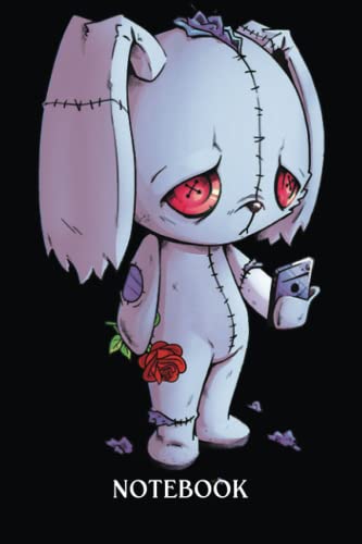 Emo Goth Bunny Notebook - Sad Broken Cute Creepy Horror Rabbit Journal | 120 Page College Ruled Composition Book | Perfect Gift for Rabbit Lovers, Students & Emo Teens | Great for School, Diary Writing & Dark Aesthetic Collections