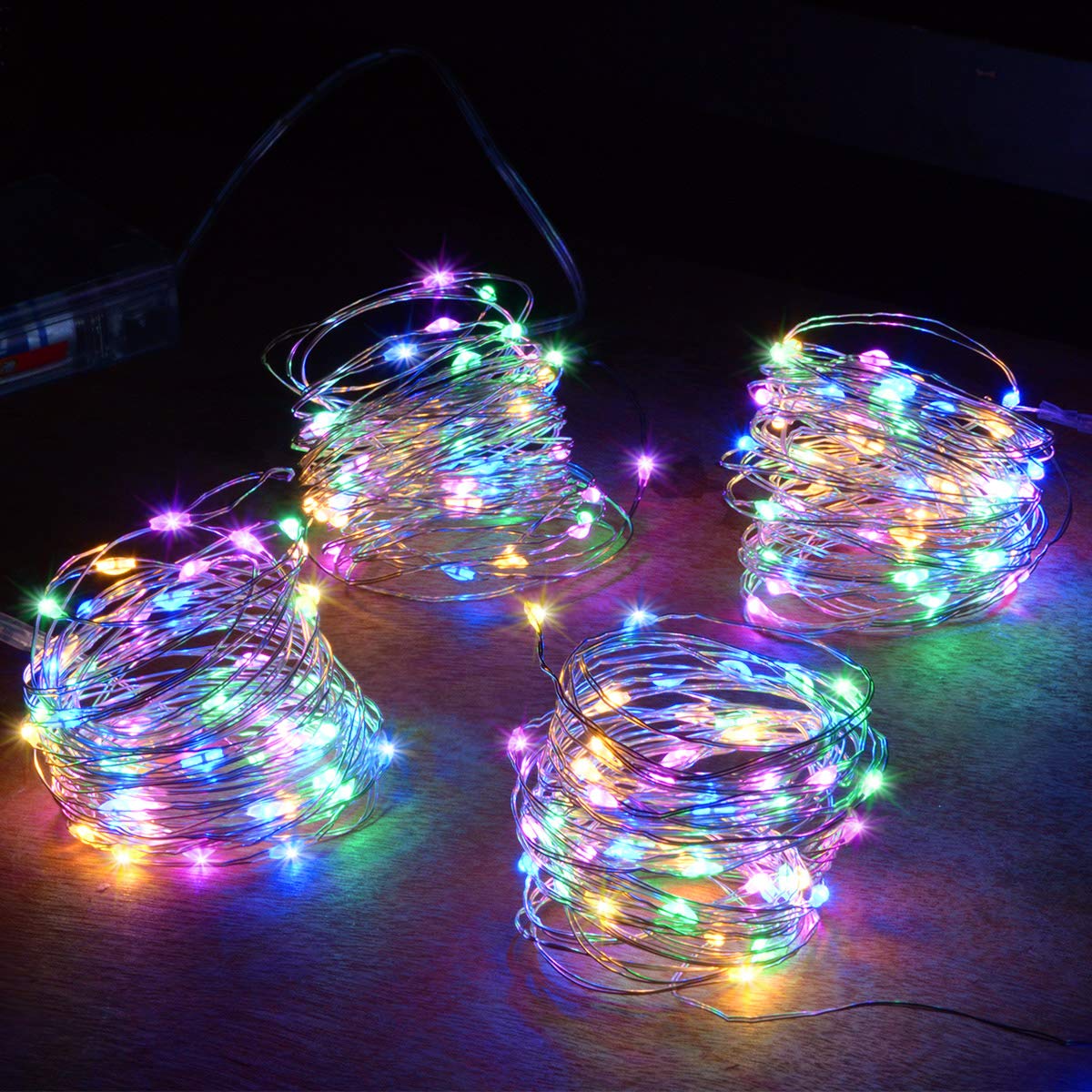 4-Pack 50 LED Multicolor Christmas Fairy Lights - Battery Operated Mini String Lights for Bedroom Decor, Holiday Party, Wedding & Indoor/Outdoor Use (Set of 4, Multi-Color) | Perfect for Christmas Tree, Home Decoration, Garden & Festive Events