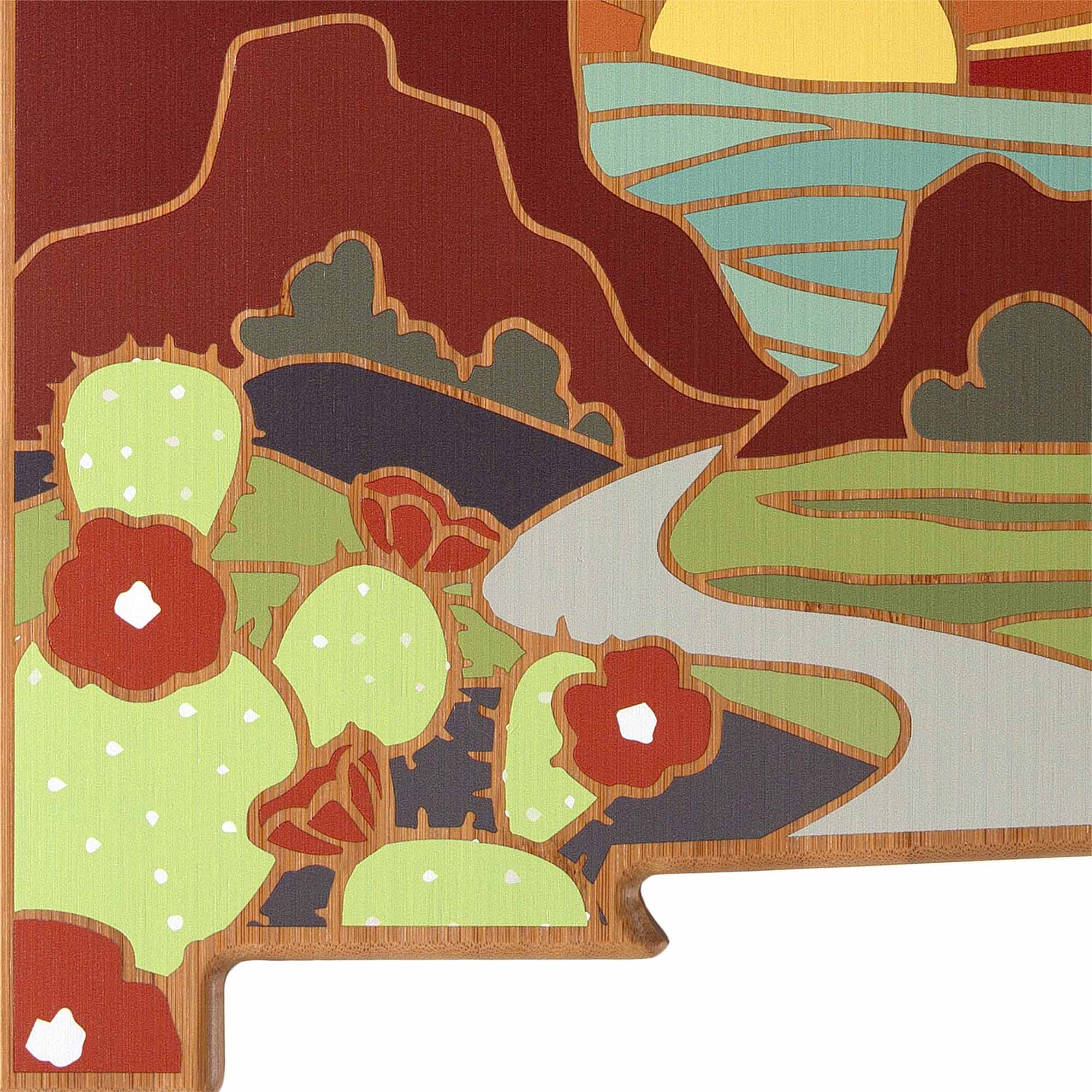 Handcrafted New Mexico Themed Wooden Cutting Board with Summer Stokes Artwork - Perfect for Kitchen Decor & Unique Gifts