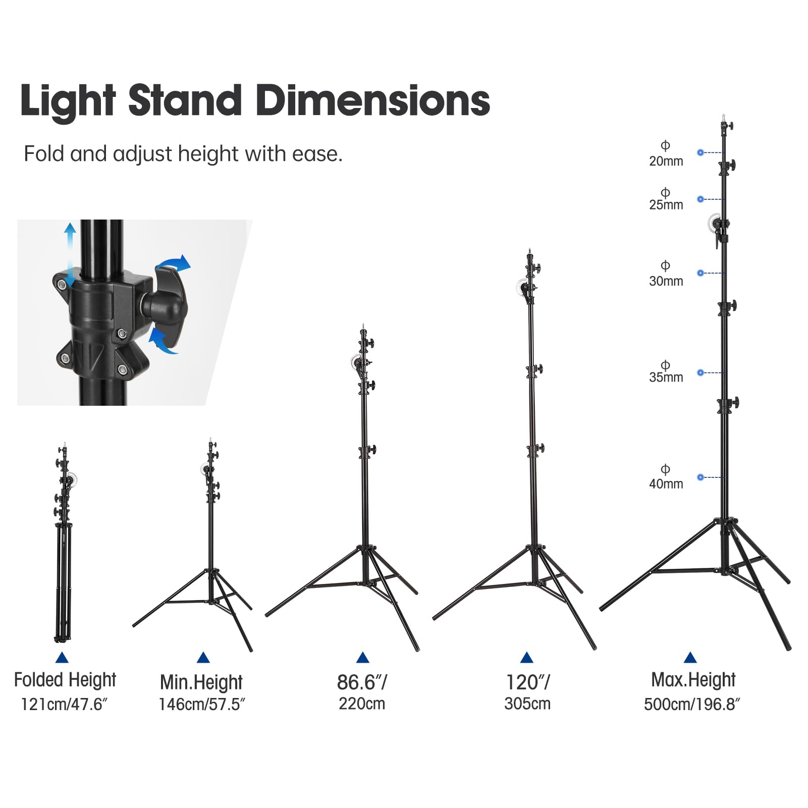 JINBEI 16.4FT/500cm Heavy Duty Boom Arm Stand with Sandbag - 22LBS Load Capacity, 360° Rotatable Adjustable Aluminum Holding Arm for Studio Photography & Video Lighting (Perfect for Product Shoots, YouTube Videos & Professional Studio Setups)