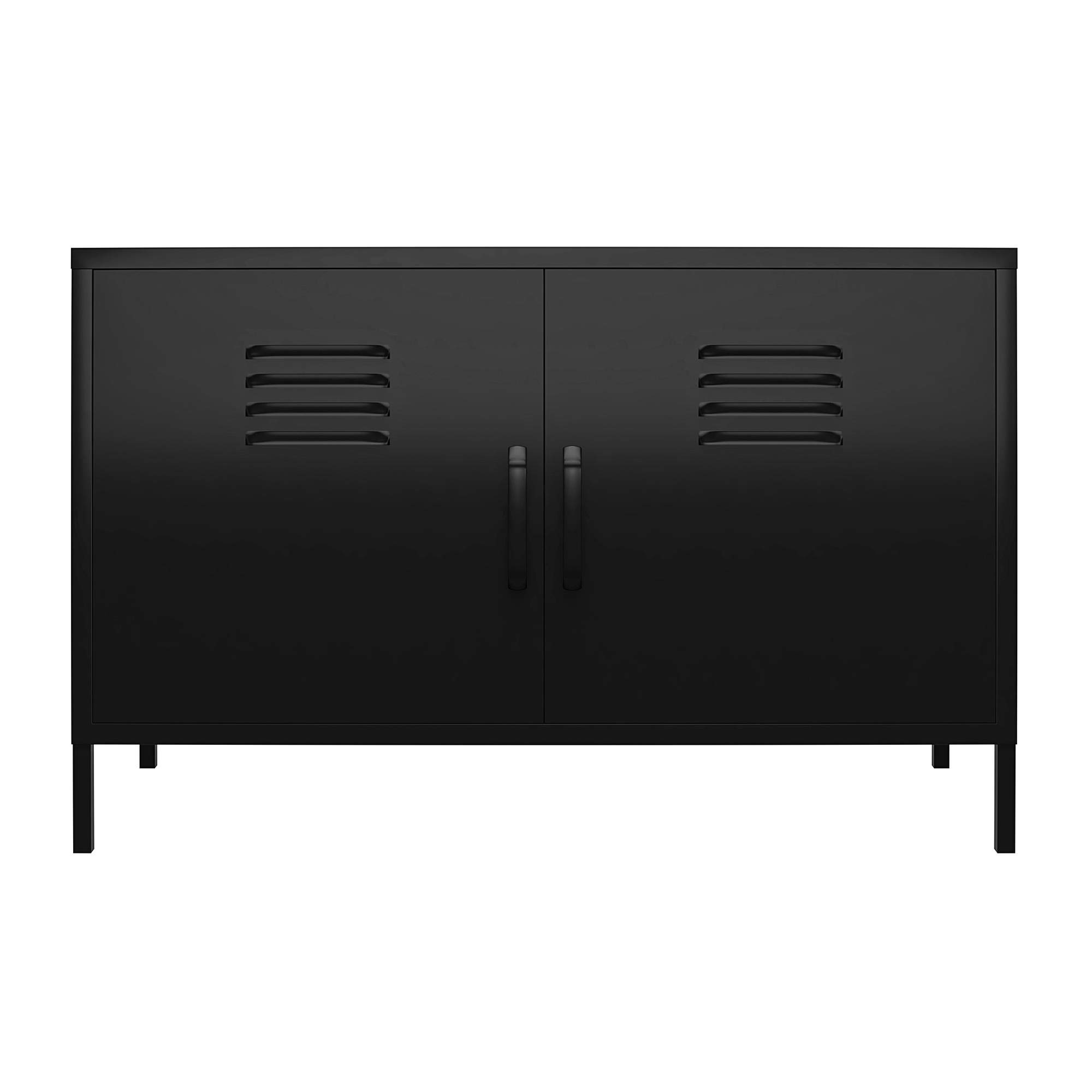 REALROOMS Shadwick 2-Door Wide Metal Locker Storage Cabinet - Black Accent for Home, Office & Dorm Organization | Perfect for Entryway, Closet & Garage Storage