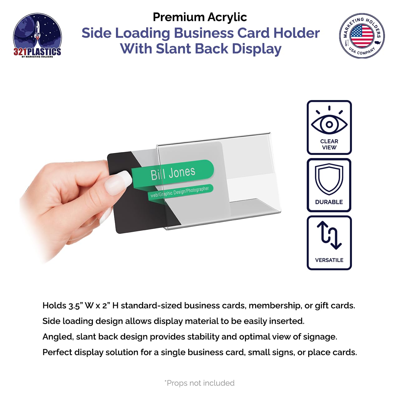 12 Pack Small Clear Acrylic Sign Holders - 3.5 x 2 Inch Countertop Business Card Display with Slant Back - Perfect for Catering, Ice Cream Flavor Labels, Name Place Seating & Retail Marketing Displays