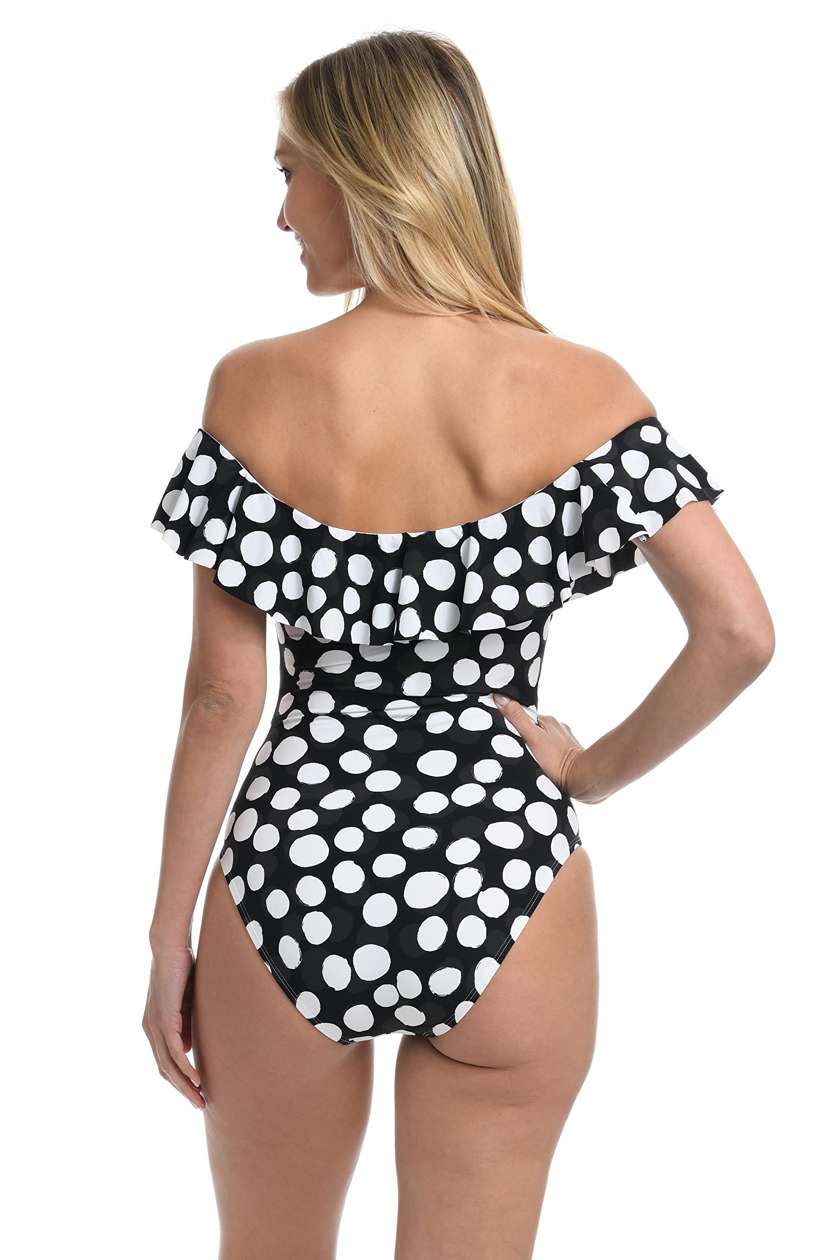 La Blanca Women's One Piece Swimsuit - Off Shoulder Ruffle Bathing Suit for Beach, Pool & Vacation | Sexy Summer Swimwear