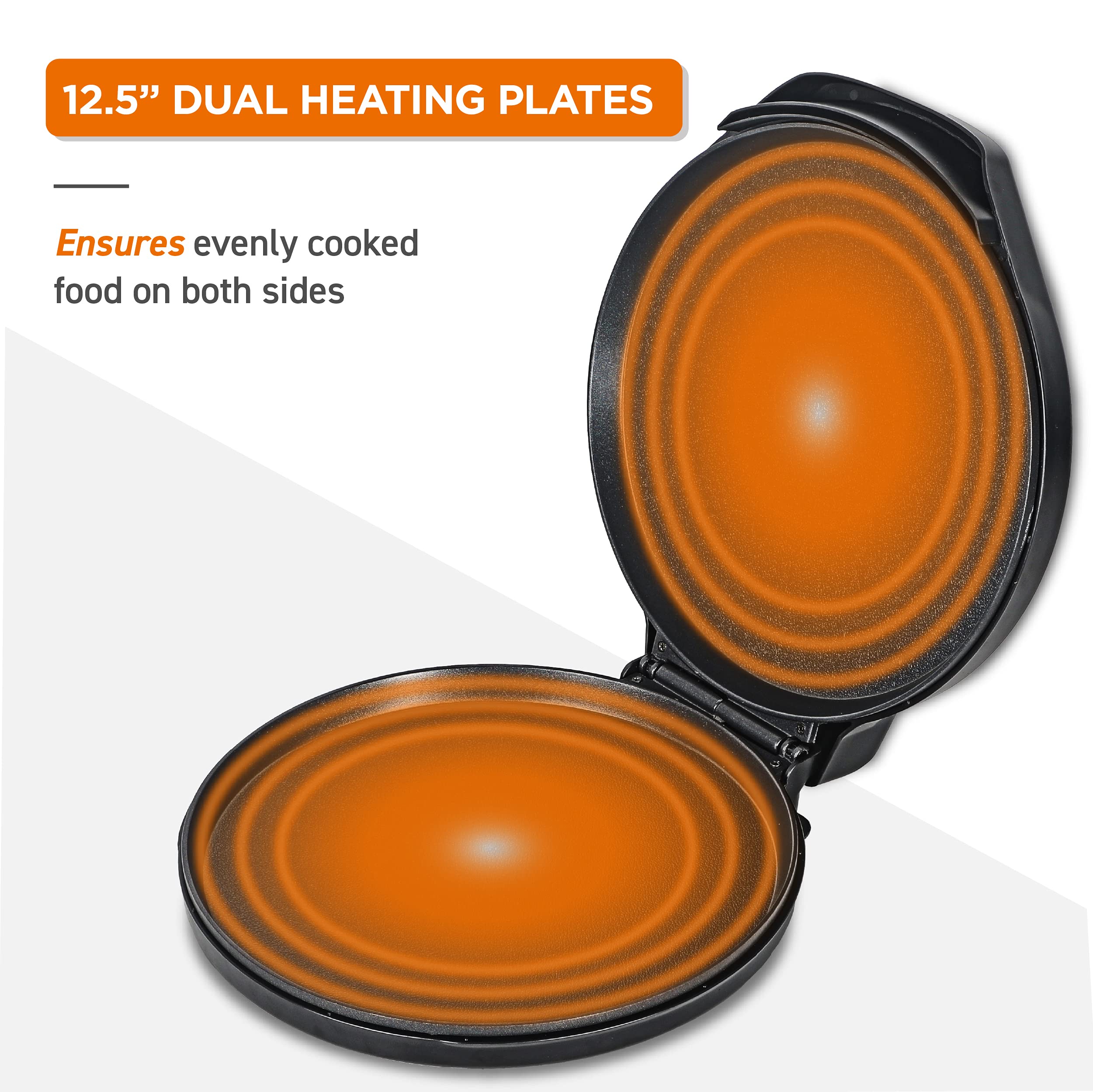 Commercial Chef 12-inch Black Pizza Maker with Adjustable Temperature Control - Perfect for Home Kitchens, Restaurants & Outdoor Cooking