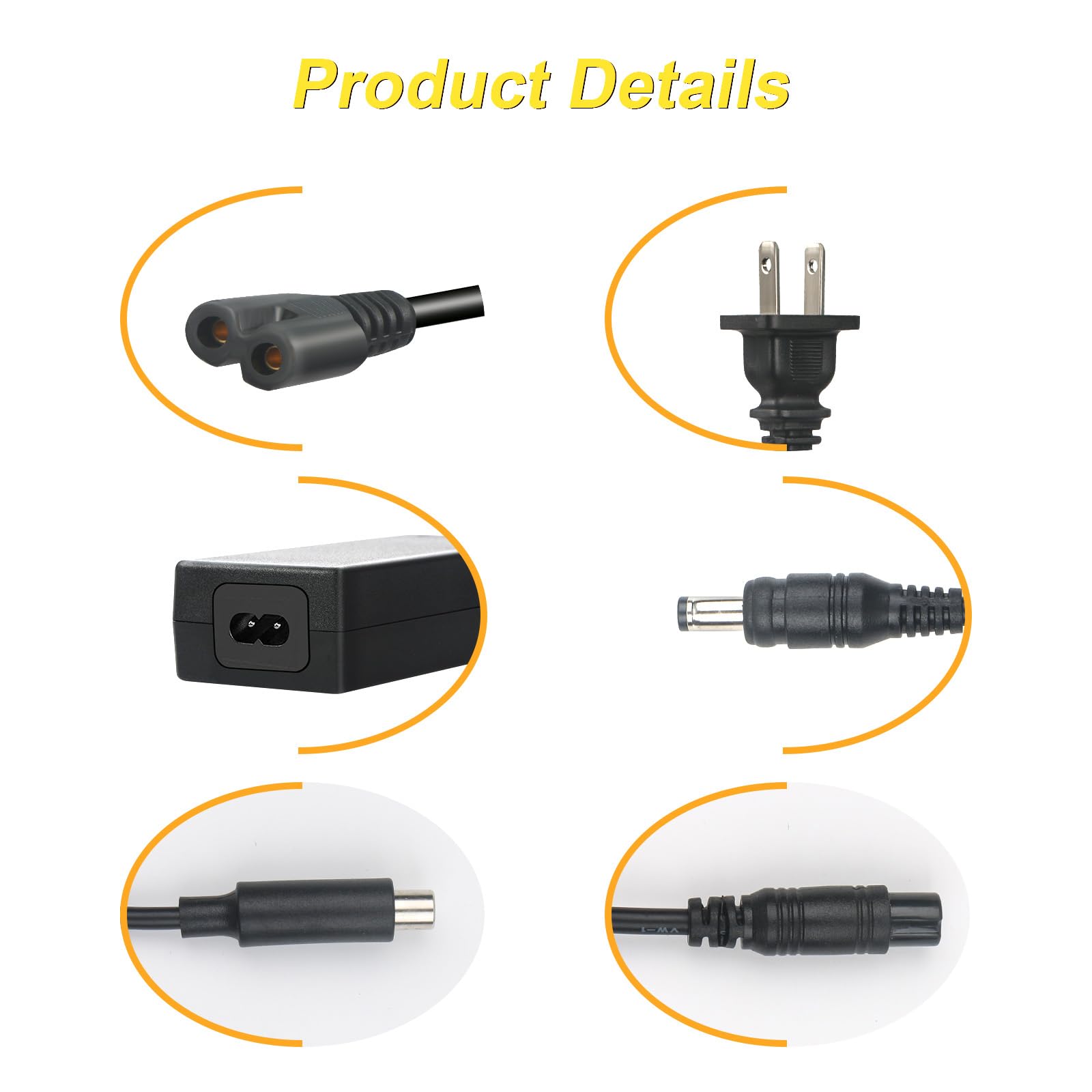 42V 2A Lithium Battery Charger with 3-Prong Plug - 5.5x2.5mm & 8.0x1.6mm DC Connectors - Power Adapter for 36V 2A Li-ion Batteries - Ideal for E-Bikes, Scooters, Power Tools and Outdoor Equipment