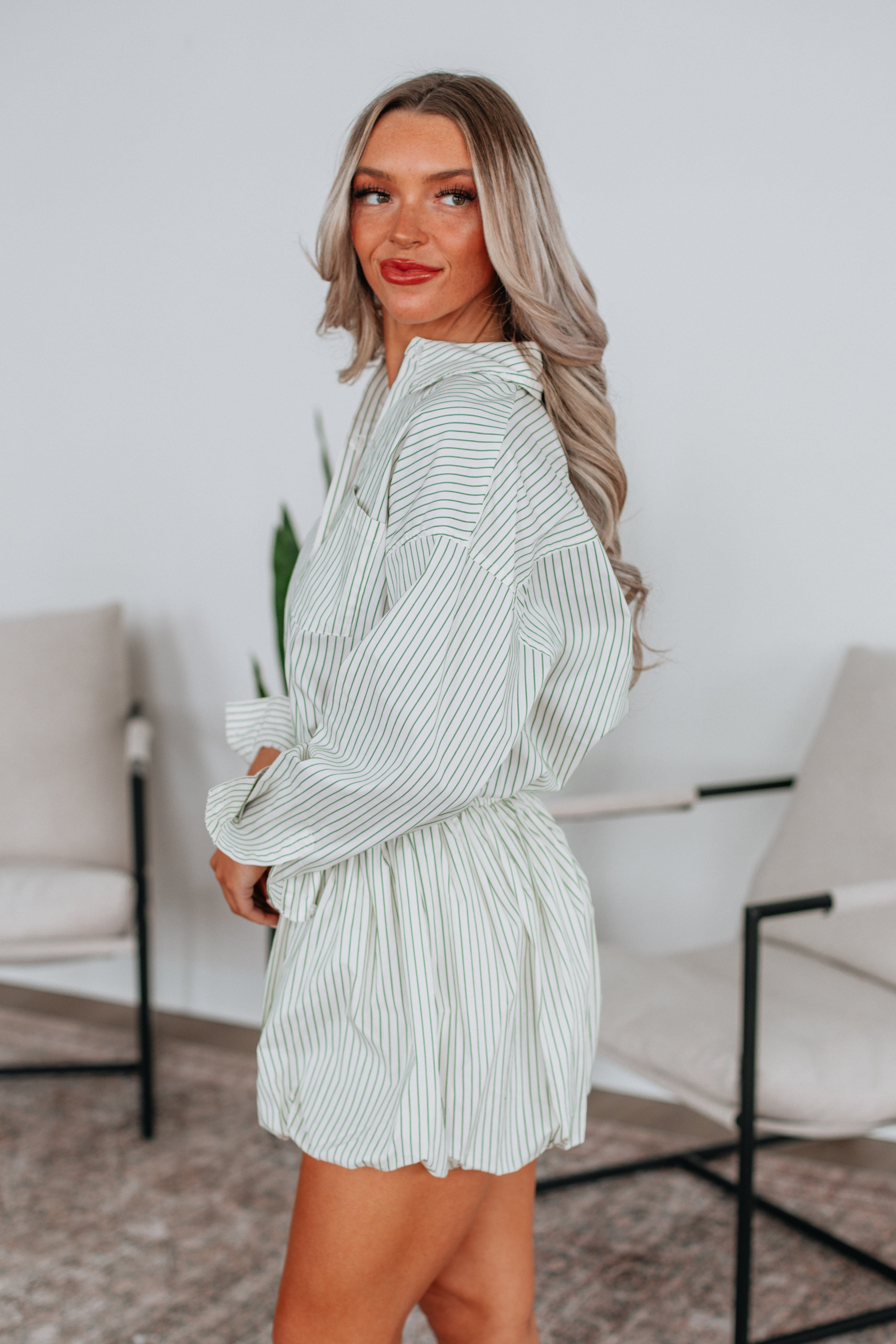 Aella Women's Striped Button Down Shirt - Casual Long Sleeve Blouse for Office, Date Night & Everyday Wear