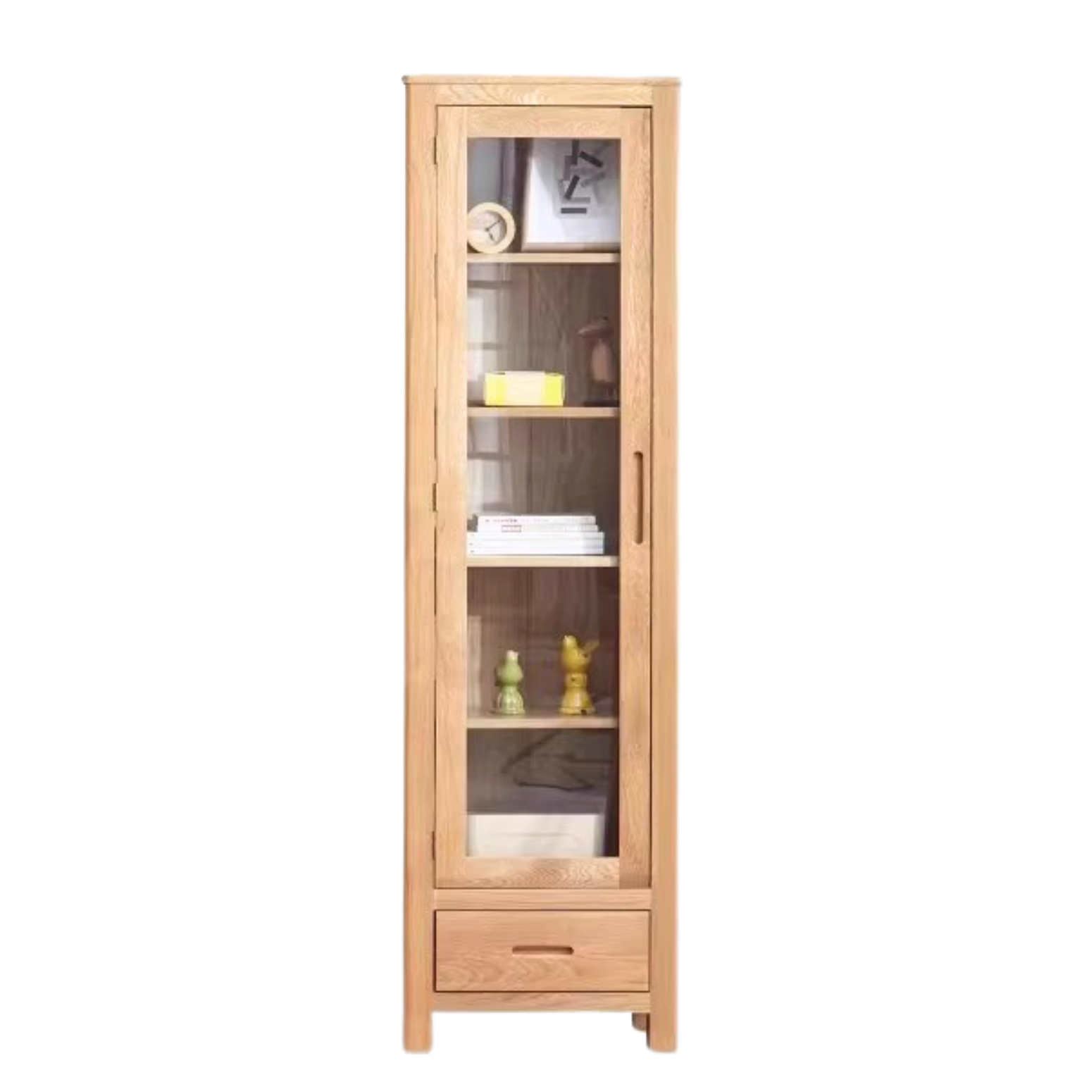 21.7x12.6x74.8 inch / 55x32x190 сm / Natural Wood Color / Bookcase with door