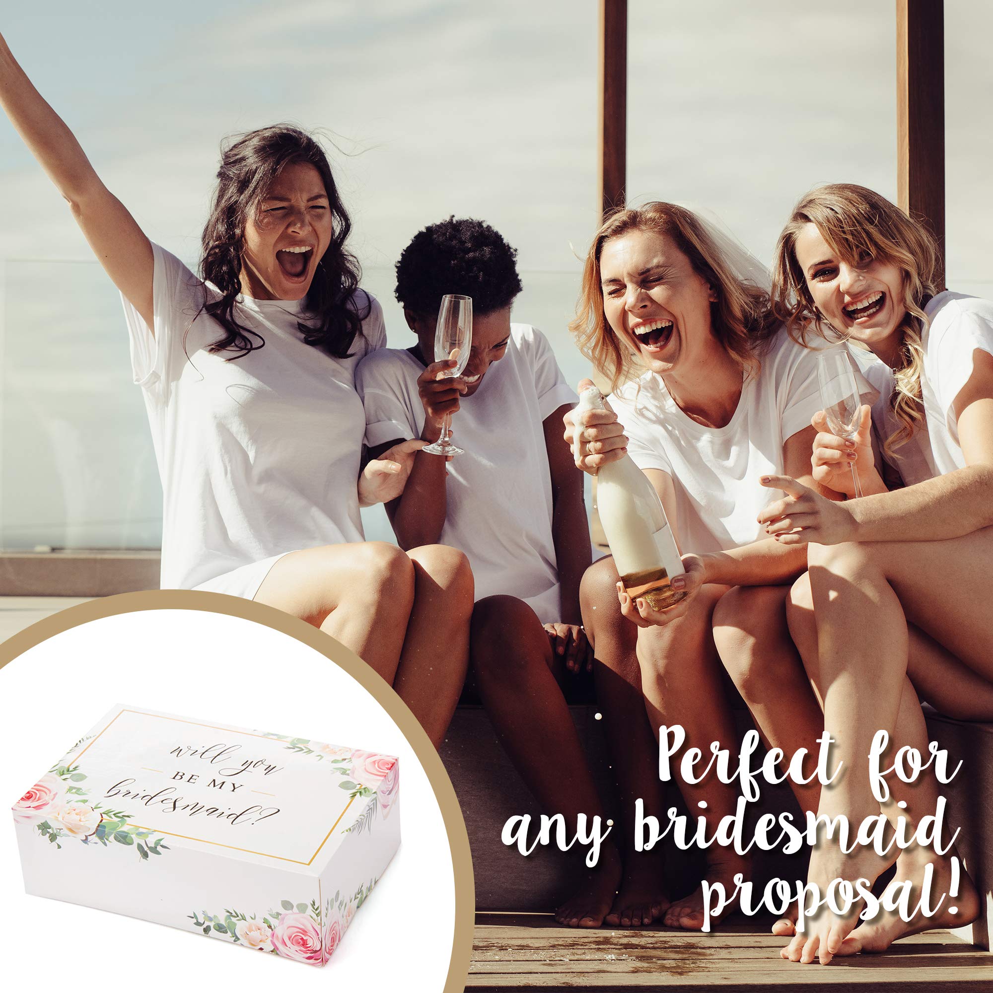 Bridesmaid Proposal Box Set (10 Pack) - 1 Maid of Honor Box & 9 Bridesmaid Proposal Boxes | Floral Wedding Party Gift Boxes for Bridesmaids, Bachelorette Parties & Wedding Planning