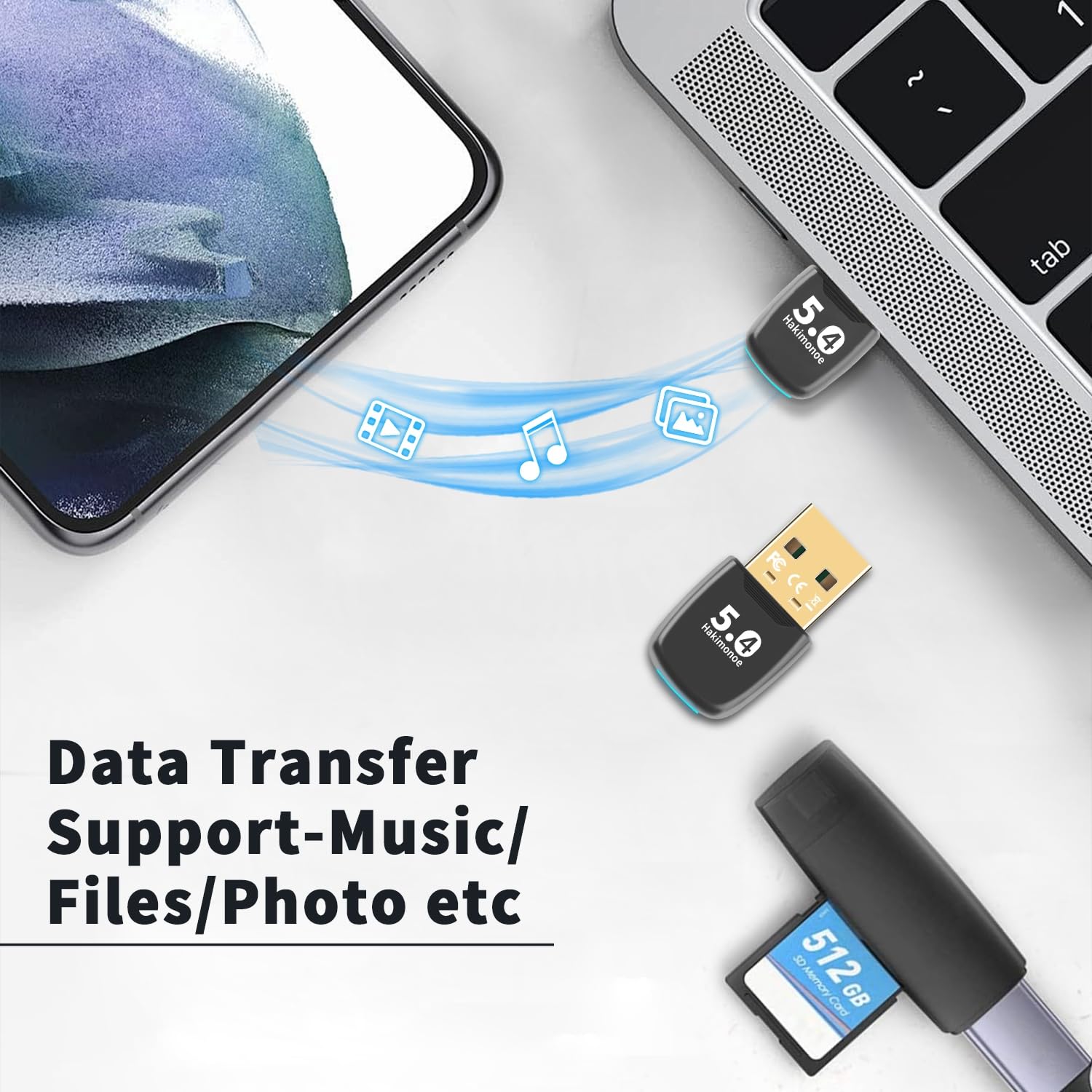 Upgraded Bluetooth 5.4 USB Adapter for PC & Laptop - Wireless Dongle Transmitter for Windows 11/10/8.1/7 - Compatible with Bluetooth Headphones, Speakers, Keyboard, Mouse & Printer - Plug & Play - Perfect for Home Office, Gaming & Streaming