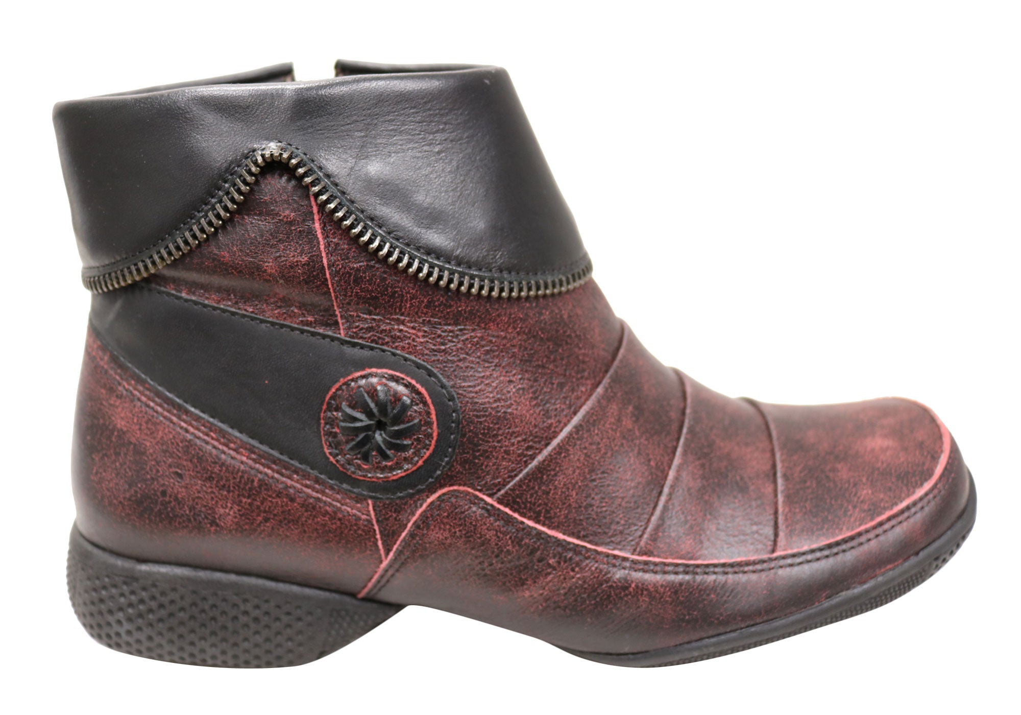 J Gean Hunter Women's Comfortable Leather Ankle Boots - Made in Brazil - Perfect for Casual Outings, Work & Fall/Winter Fashion