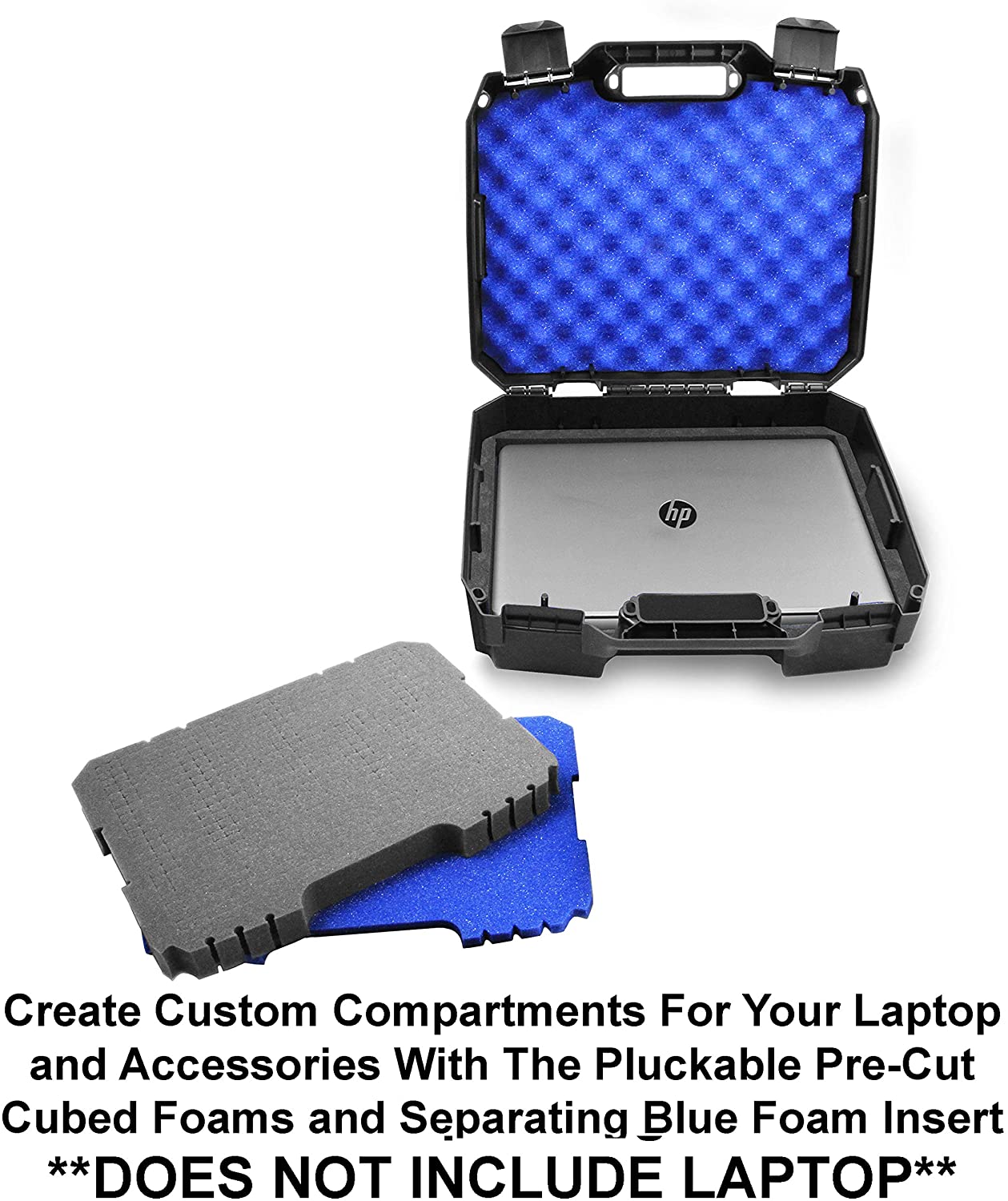 CASEMATIX 15.6 Inch Laptop Hard Case with Customizable Foam - Compatible with HP Elite Dragonfly, Pavilion, Envy 360 X360, Stream 14 - Protective Travel Storage for Business & School Use