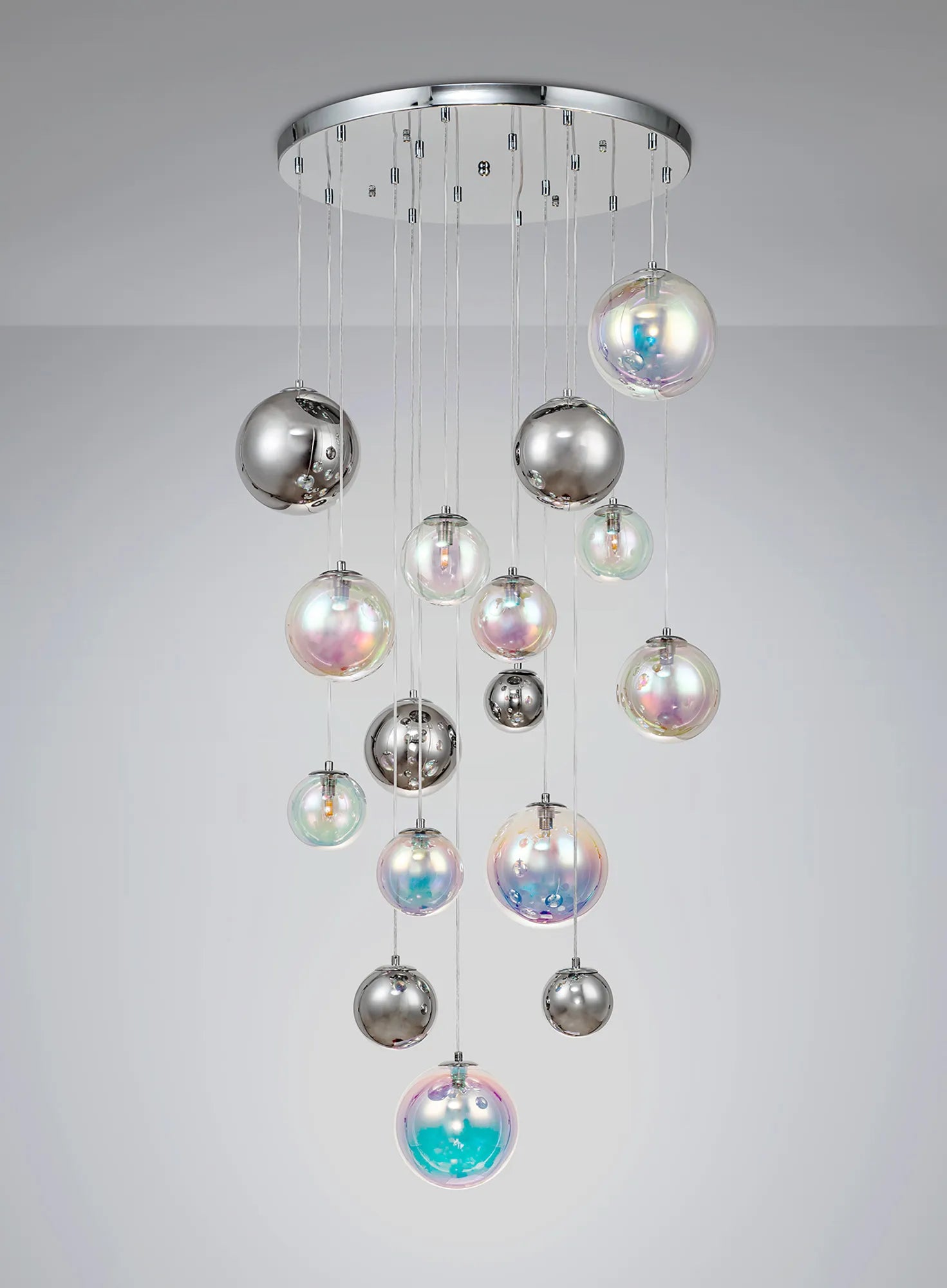 60cm Austin Glass Pendant Light with 16 G9 Bulbs - Modern Hanging Fixture for Kitchen Island, Dining Room, and Living Room Lighting