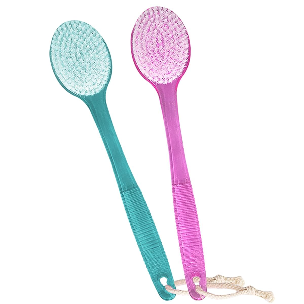 KYNA Long Handle Soft Bristle Bath Brush - Exfoliating Body Scrubber for Men & Women (Random Colors) | Back Scrubber for Shower, Bath & Spa | Perfect for Exfoliation & Deep Cleaning
