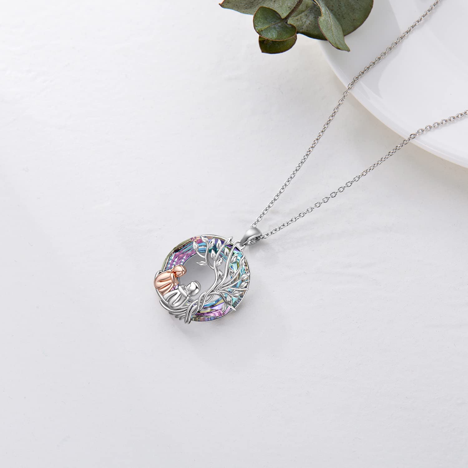 925 Sterling Silver Tree of Life Necklace for Sisters - 2/3/4 Sisters Crystal Jewelry Gift for Women, Daughter, Friends | Birthday, Mother's Day Present | Meaningful Sister Bonding Keepsake for Special Occasions