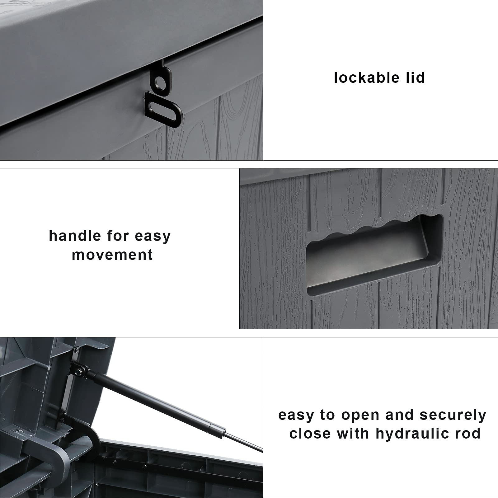 113 Gallon Outdoor Plastic Waterproof Deck Storage Box - Grey - Organize Patio Furniture, Cushions & Garden Tools - Perfect for Backyard, Poolside & Outdoor Storage