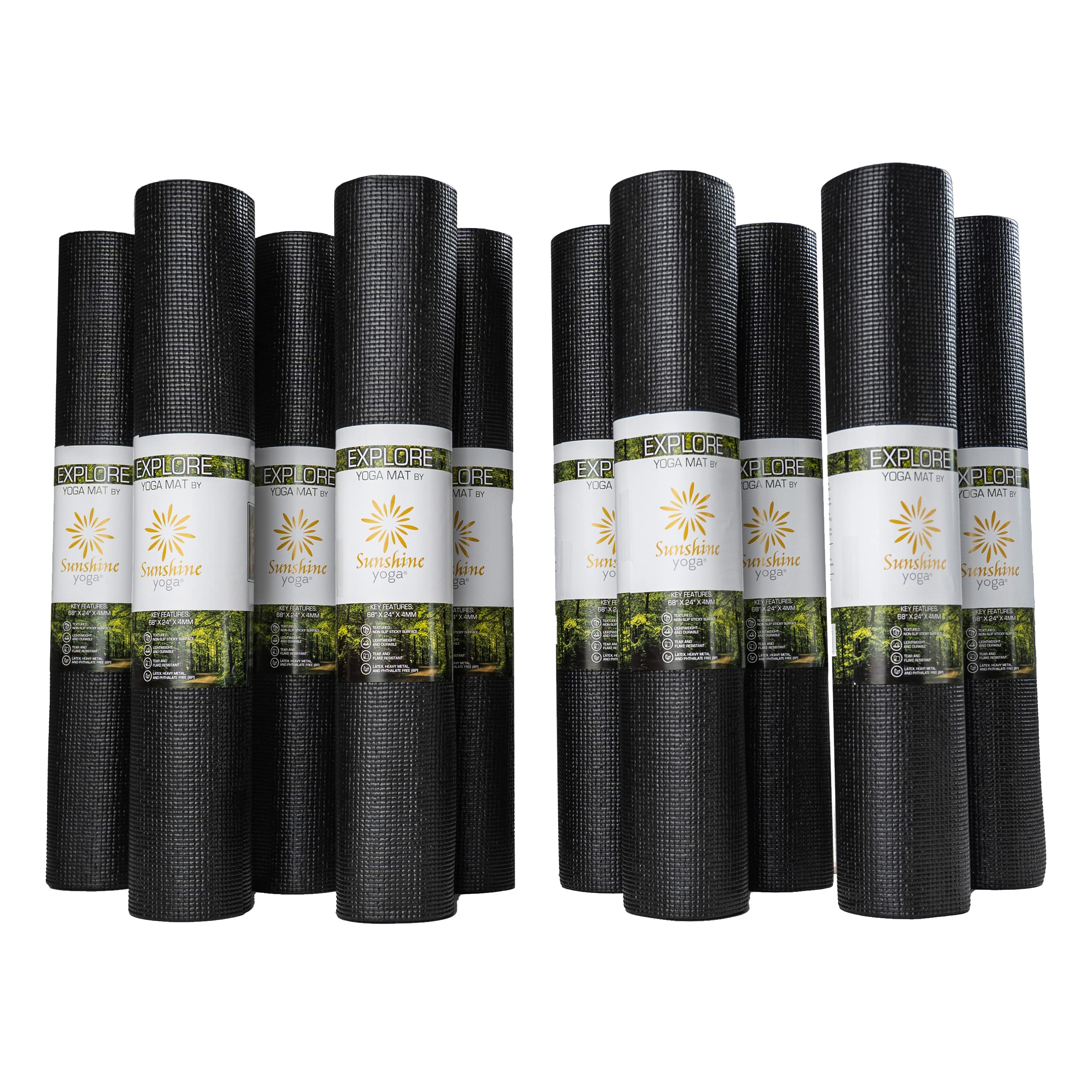 Sunshine Yoga 10-Pack Non-Slip Yoga Mats - 68