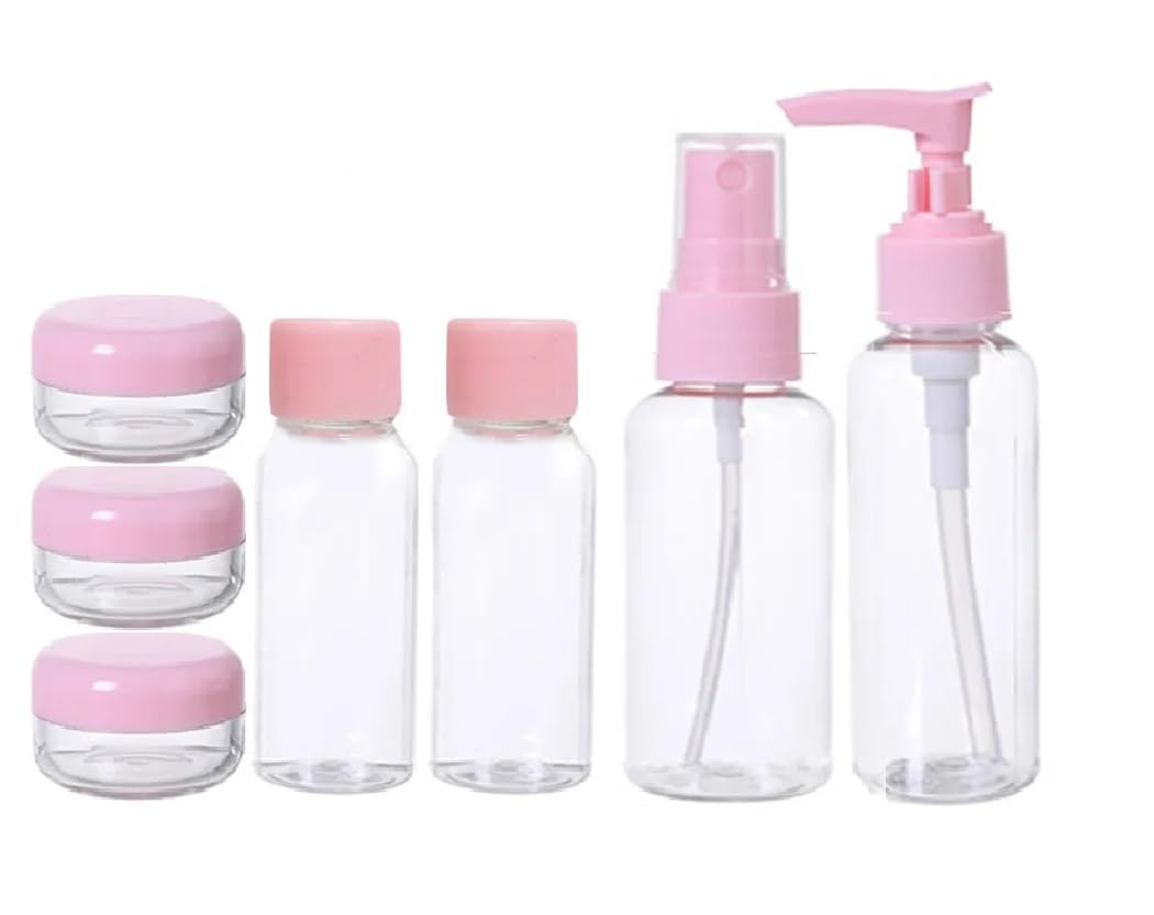 Cellebii 7-Piece Travel Bottle Set for Toiletries - Leak-Proof Refillable Containers for Lotion, Shampoo, Shower Gel & Hand Sanitizer - TSA Approved Travel Accessories for Vacation, Gym & Airplane Carry-On