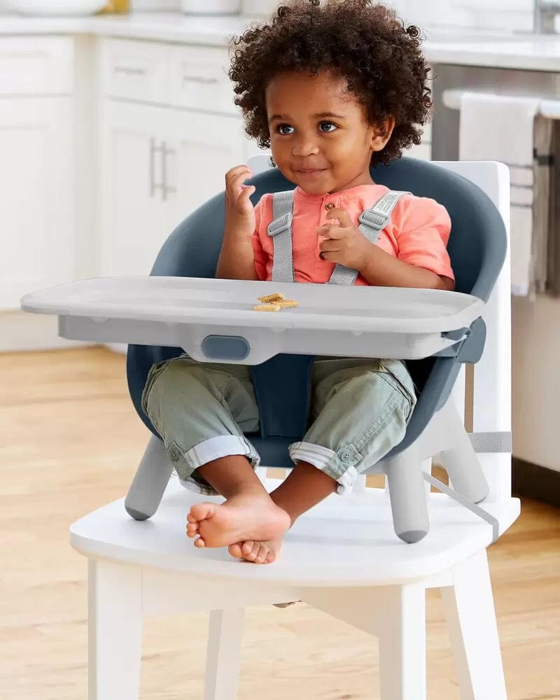Skip Hop EON 4-in-1 Convertible High Chair - Adjustable Baby Feeding Seat with Removable Tray, Grey & White - Perfect for Dining, Weaning & Playtime