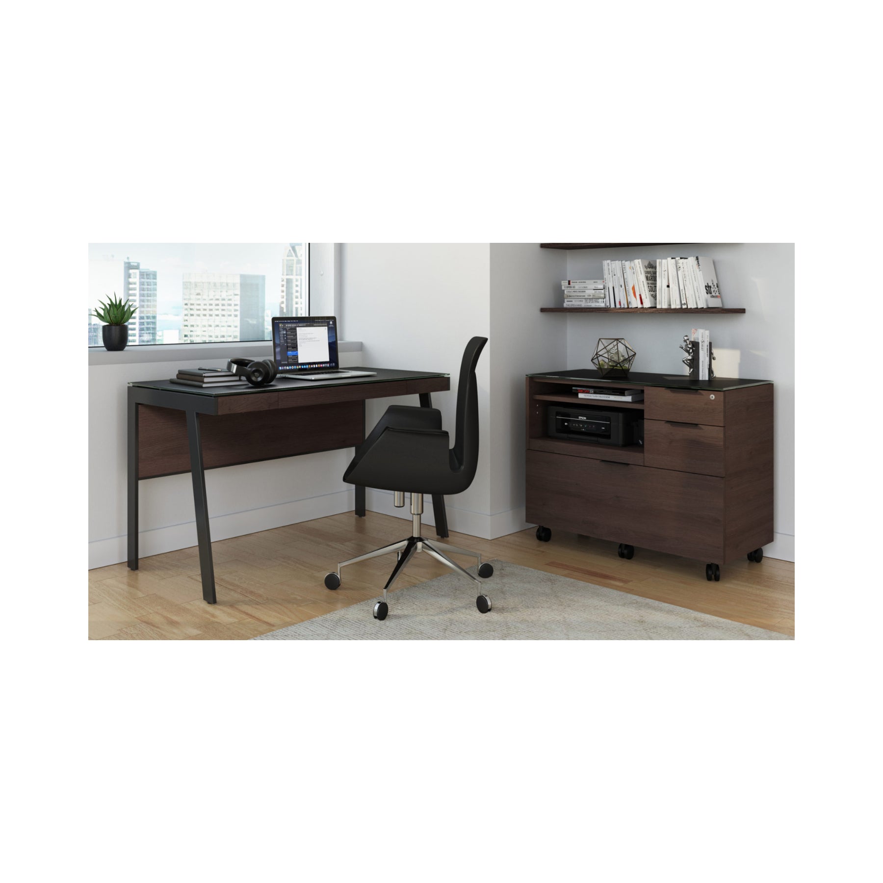 BDI Sigma 6917 Sepia Multifunctional File Cabinet - Home Office Storage Solution for Documents, Folders & Office Supplies