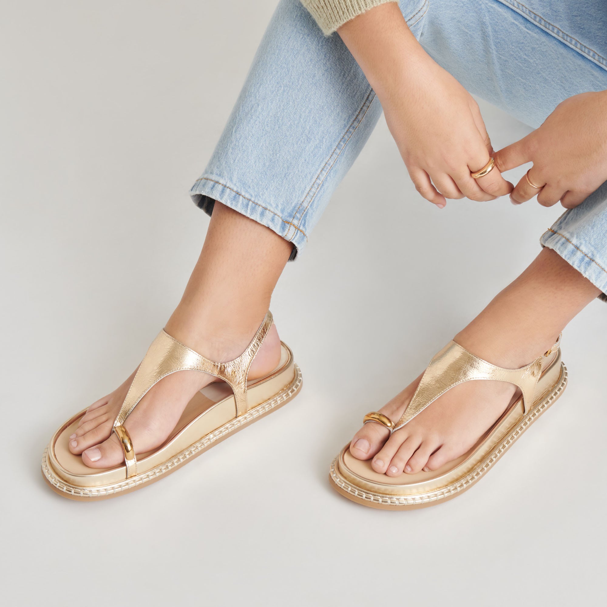 Stefan Distressed Leather Gold Sandals for Women - Comfortable & Stylish Summer Casual Shoes for Beach, Vacation, and Everyday Wear