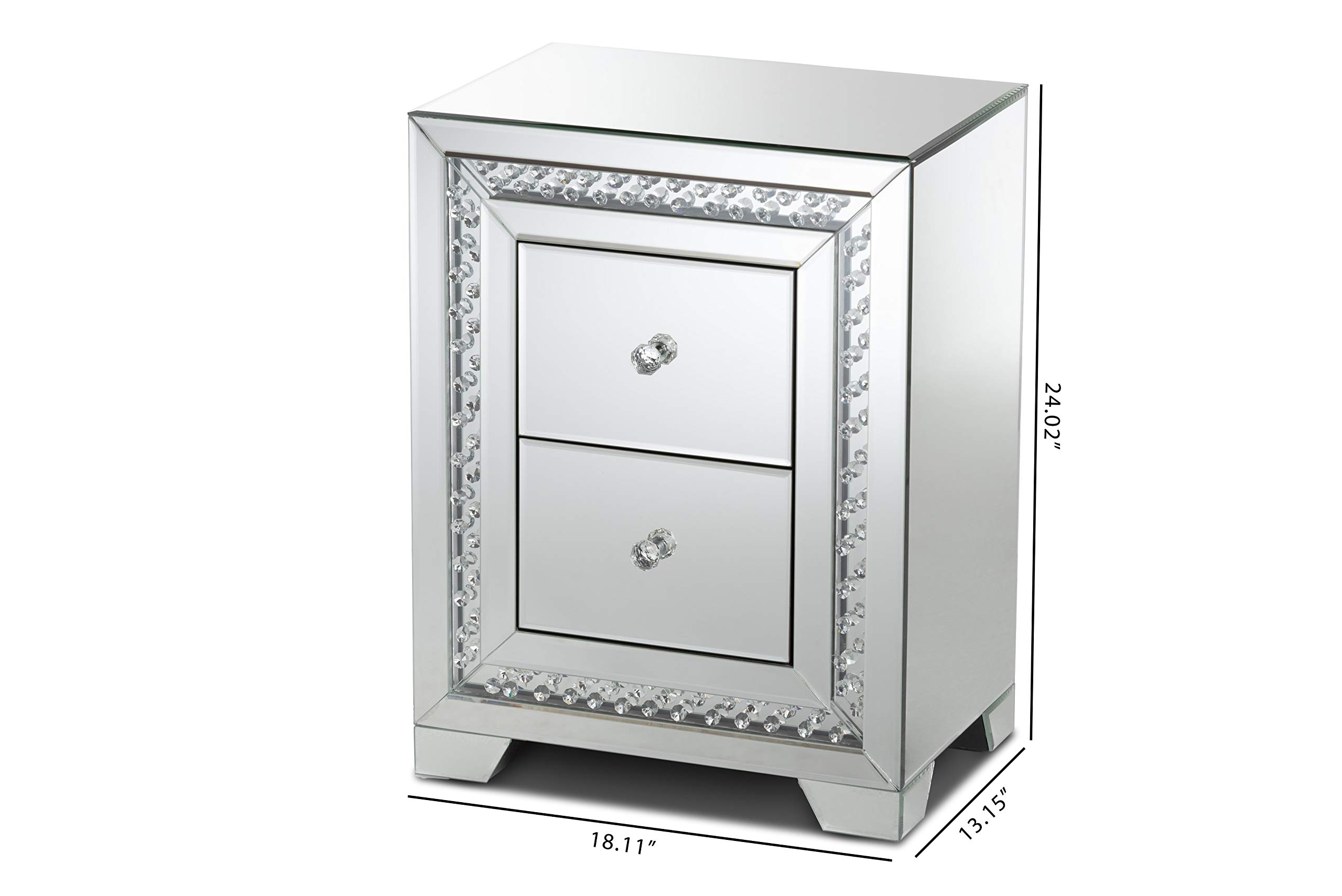 Baxton Studio Modern Nightstand with Drawer - Silver Finish Bedside Table for Bedroom, Living Room & Guest Room - Compact Storage Solution for Small Spaces