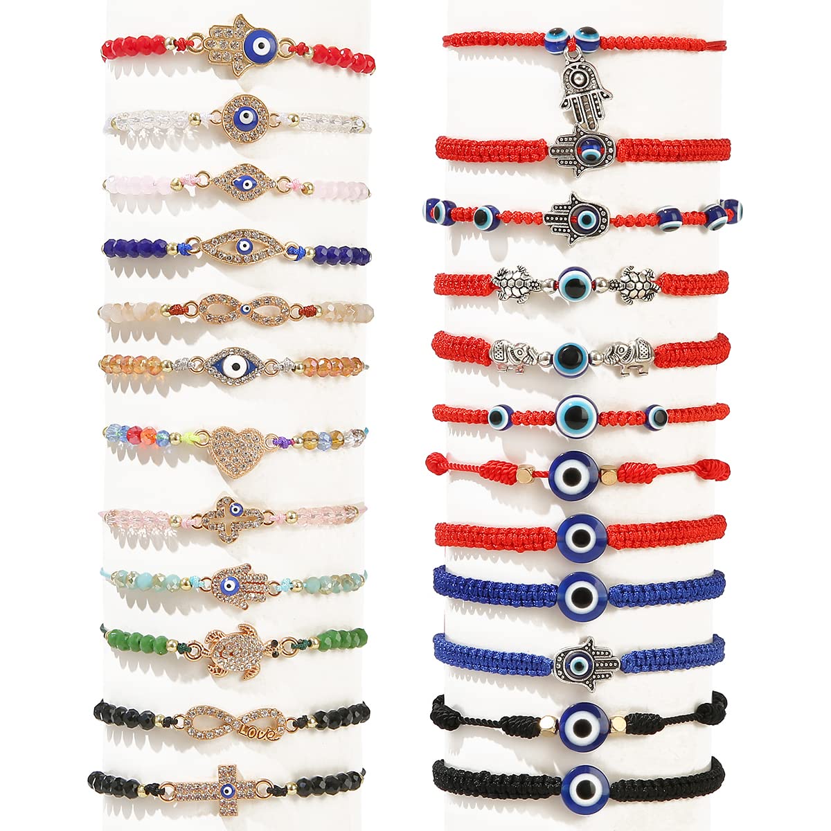 36Pcs Evil Eye Bracelets Set for Women & Girls - Mexican String Knot Friendship Bracelets Pack - Spiritual Protection & Boho Style Jewelry for Parties, Gifts & Everyday Wear