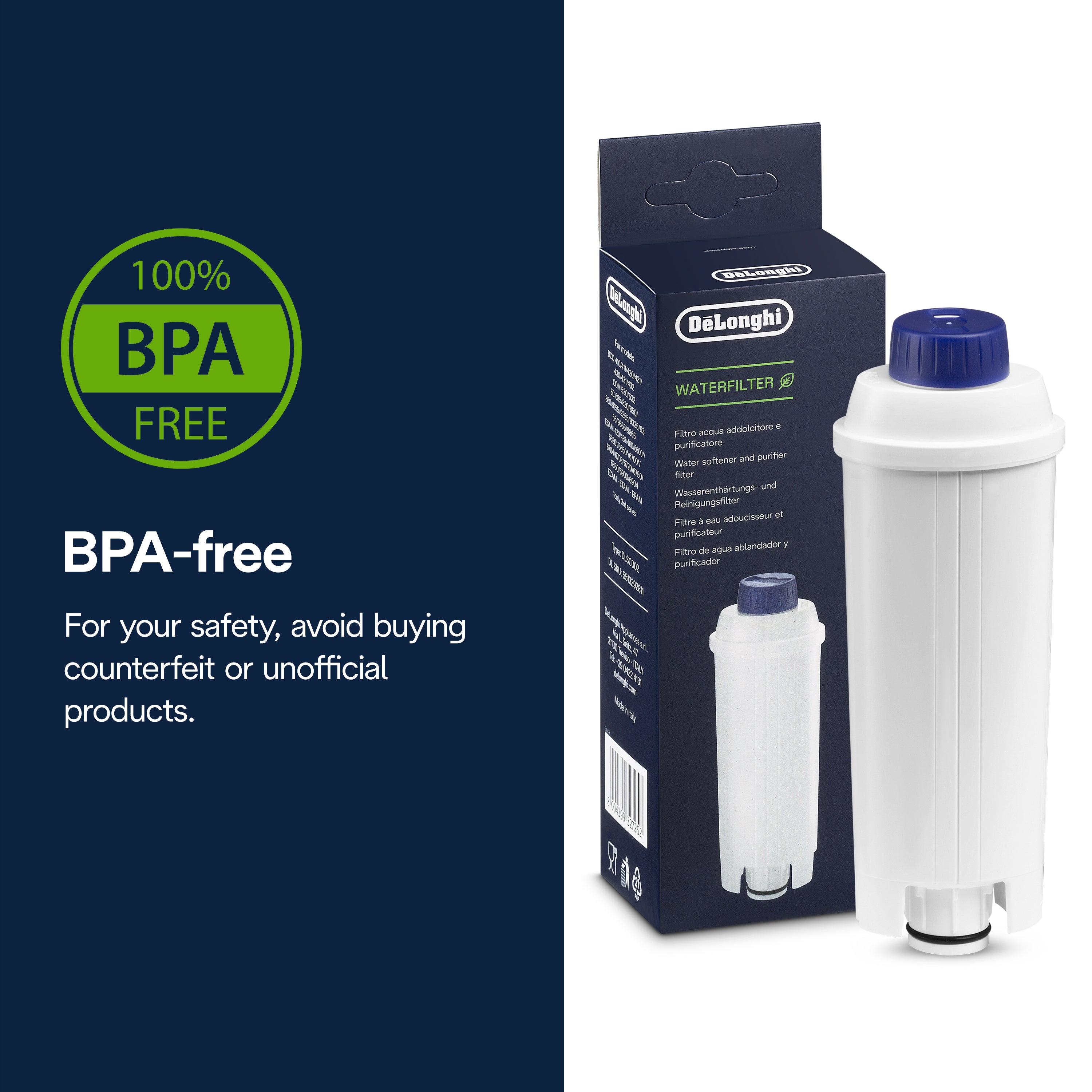 DeLonghi DLS C002 Replacement Water Filter Cartridge for Coffee Makers & Espresso Machines - Perfect for Home & Office Use