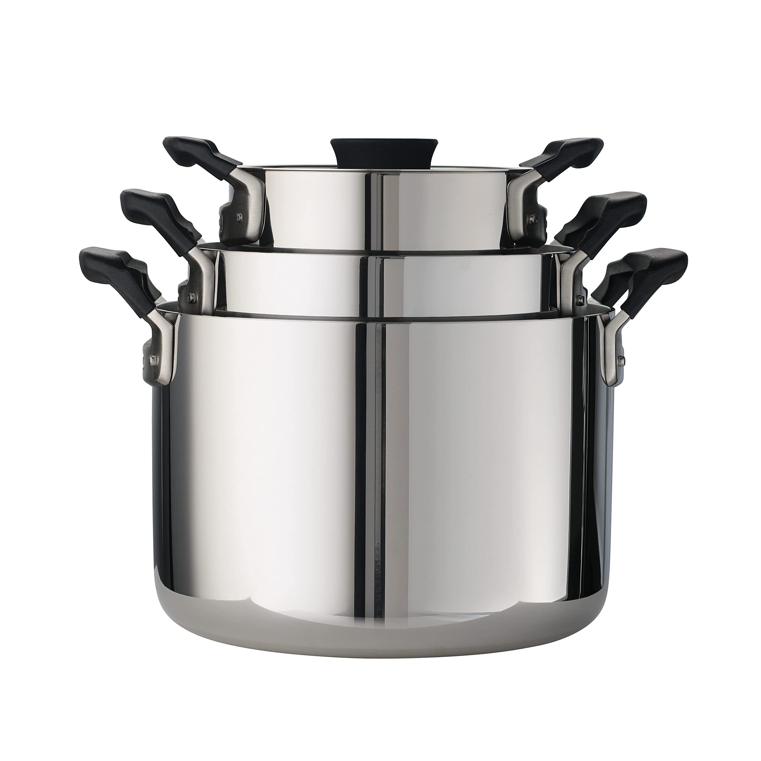 Tramontina 6-Piece Stainless Steel Tri-Ply Clad Cookware Set with Sauce Pan & Stock Pot - 80116/048DS | Nesting Design Saves Space | Perfect for Soups, Stews & Family Cooking