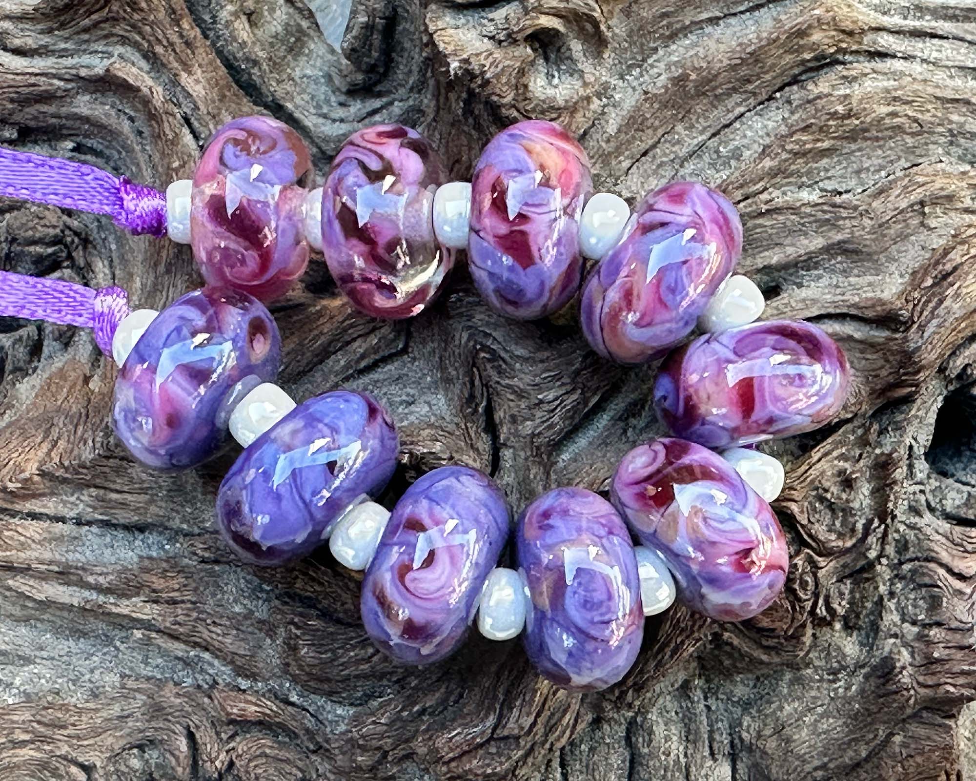 10 Deep Plum Purple Lampwork Glass Beads Set for Jewelry Making - DIY Bracelet, Necklace, Earrings Crafting Supplies - Perfect for Handmade Gifts & Boho Style Accessories