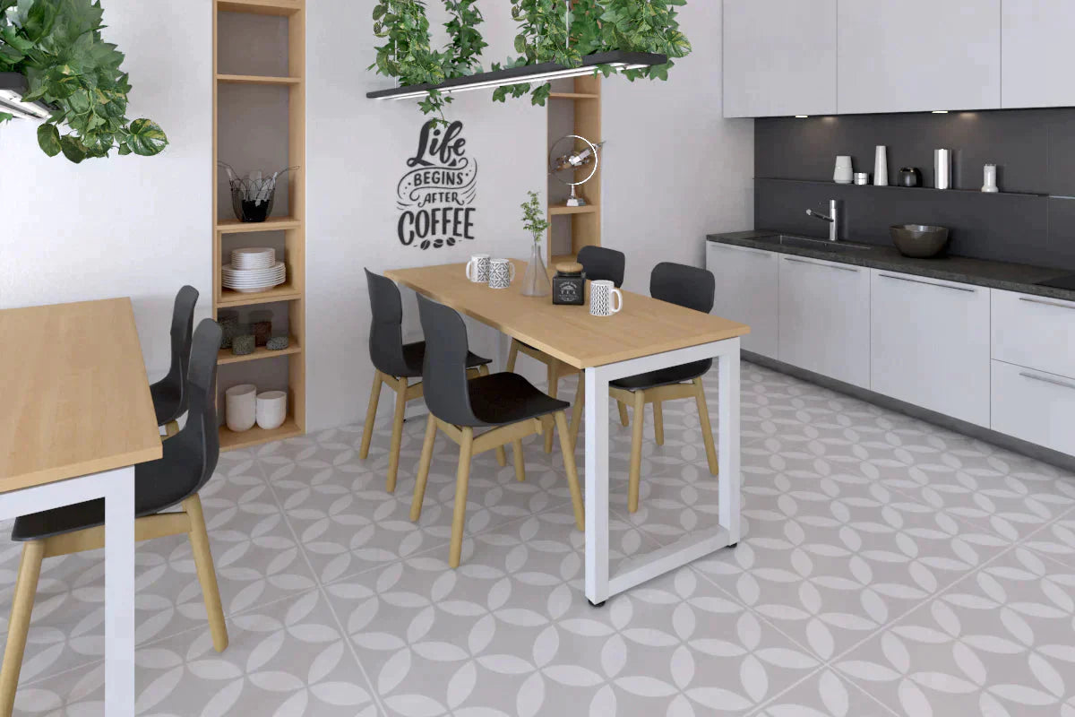 Quadro Loop Legs Table - 1400L x 700W Modern Dining Table with Metal Frame, Sturdy & Stylish for Home, Office, Restaurant Use