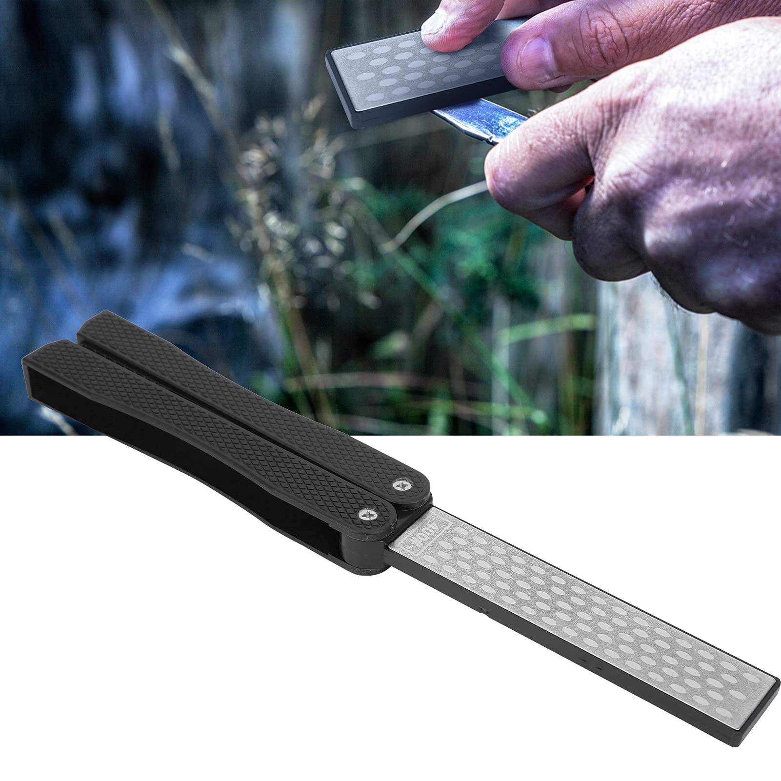 Portable Fan-Shaped Knife Sharpener for Kitchen, Camping & Picnic (Black)