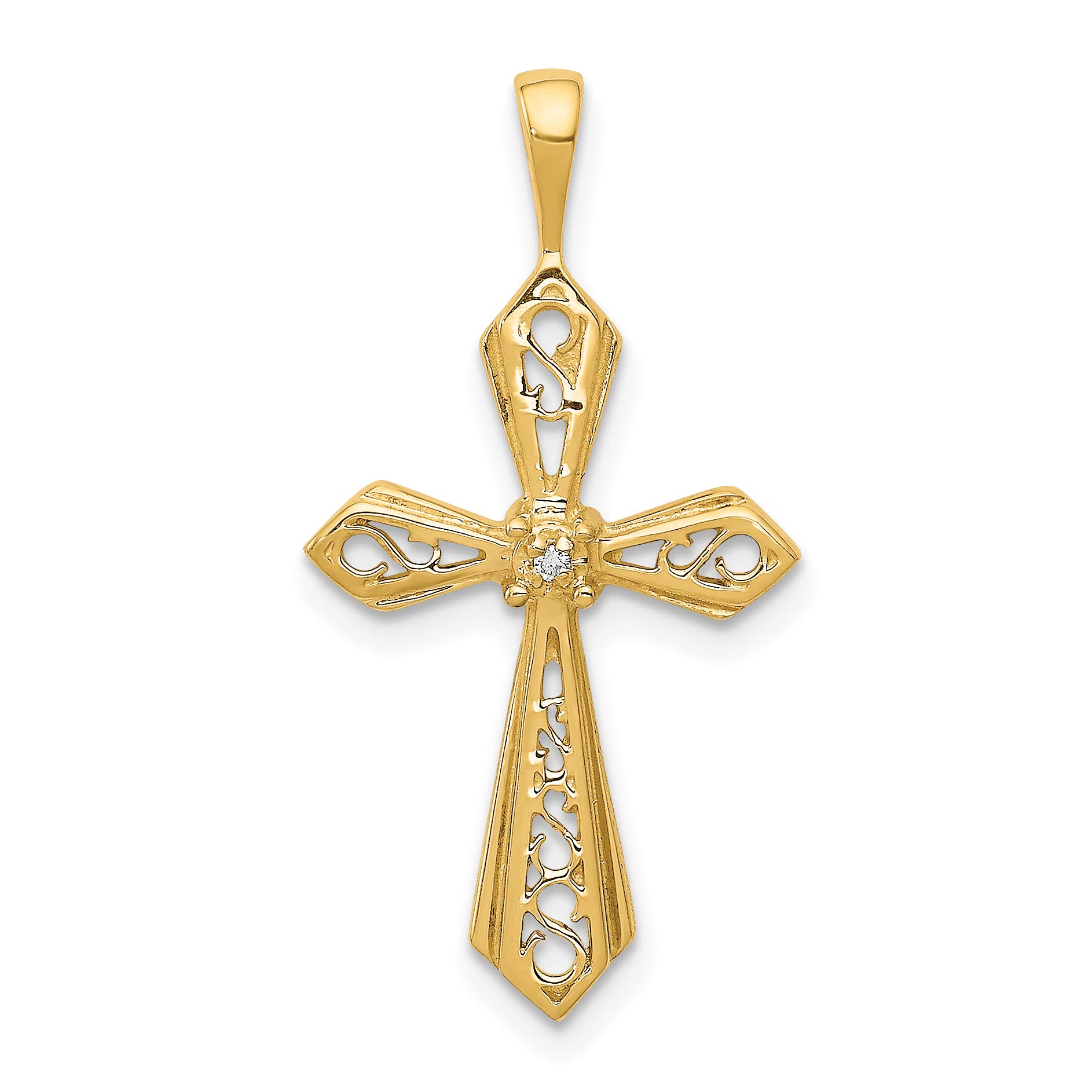 14K White Gold AA Diamond Passion Cross Pendant Necklace for Women - Elegant Religious Jewelry Gift for Baptism, Confirmation & Special Occasions