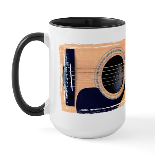 White/Black Inside - Acoustic Guitar Large Mug