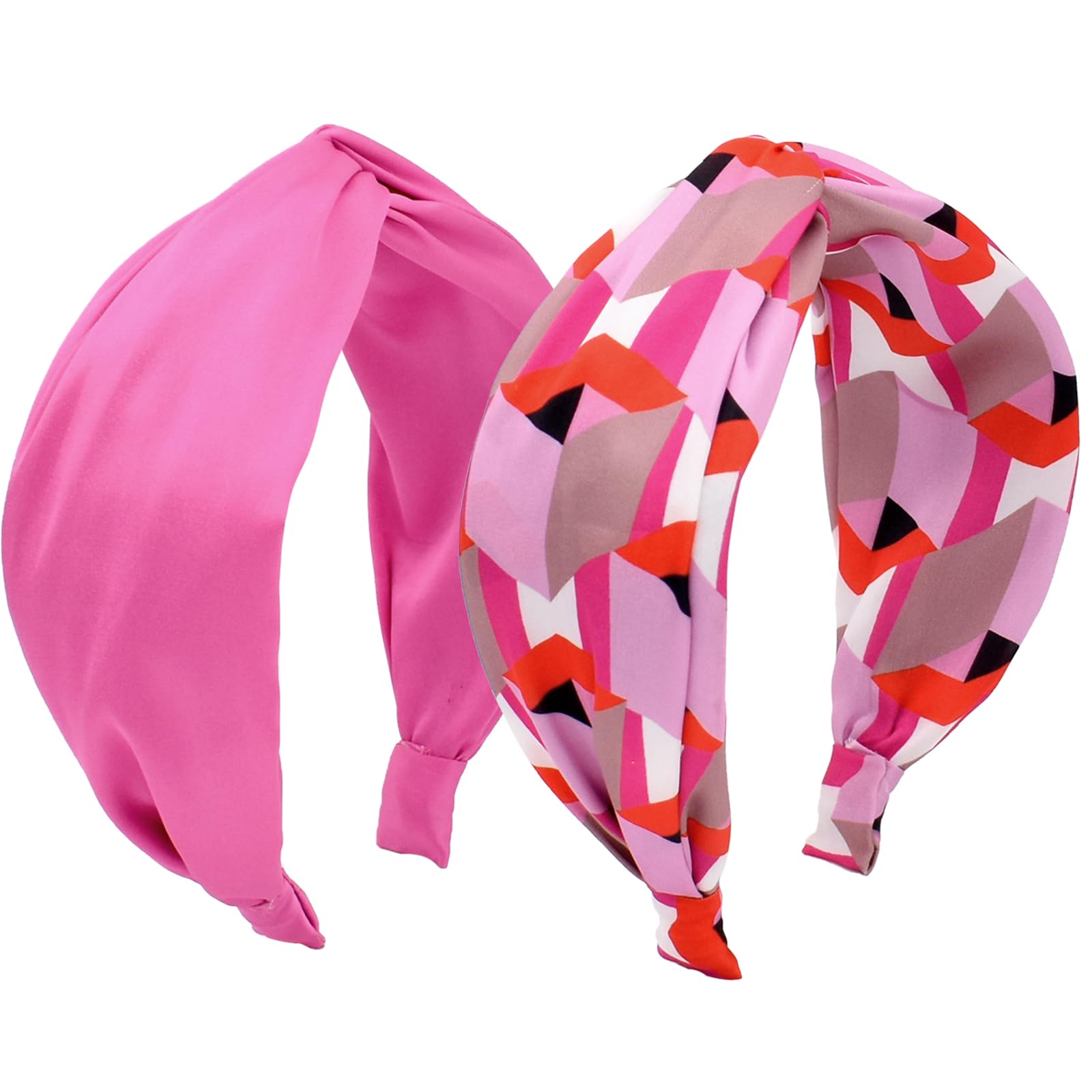 BEGOOD Women's Knotted Headbands - 2PCS Wide Pink Turban Hair Accessories for Girls & Women | Fashion Cross Knot Headbands for Workout, Yoga, and Everyday Style